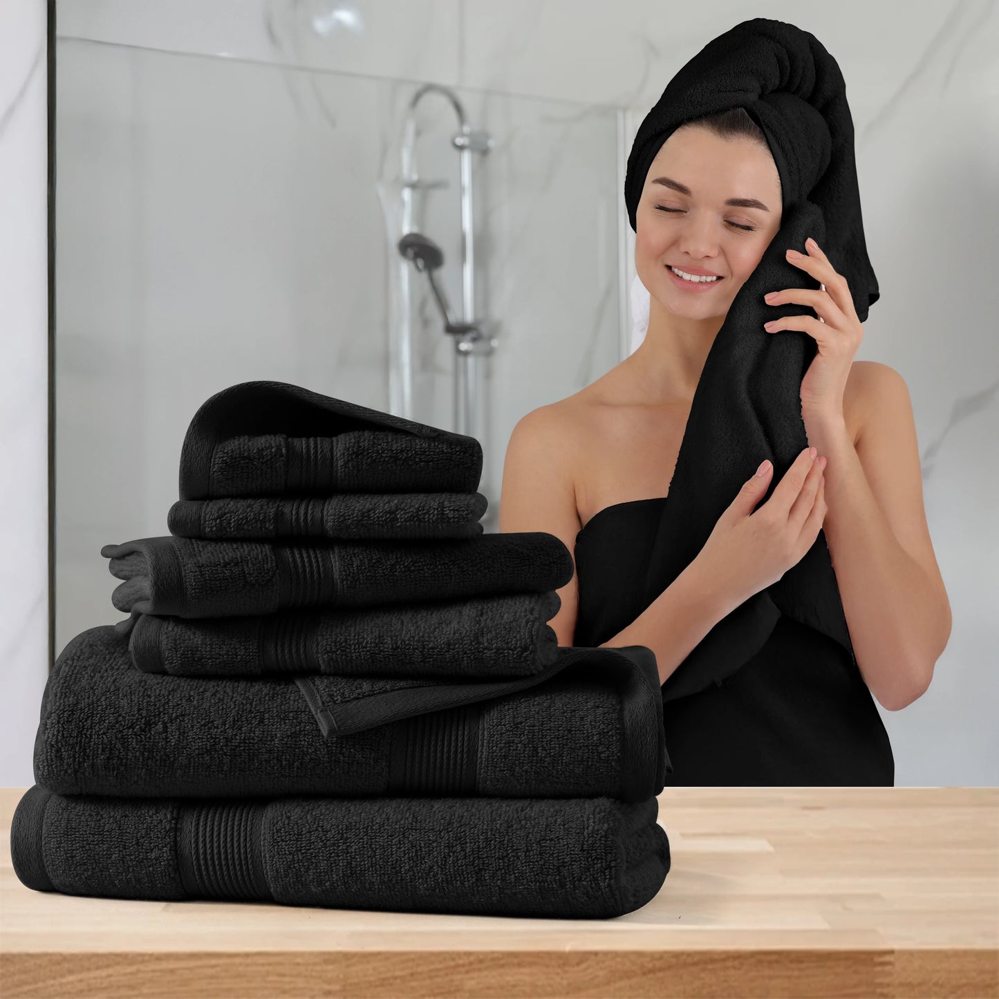 LDC Lux Decor Collection 6-Piece Bath Towel Set Cotton