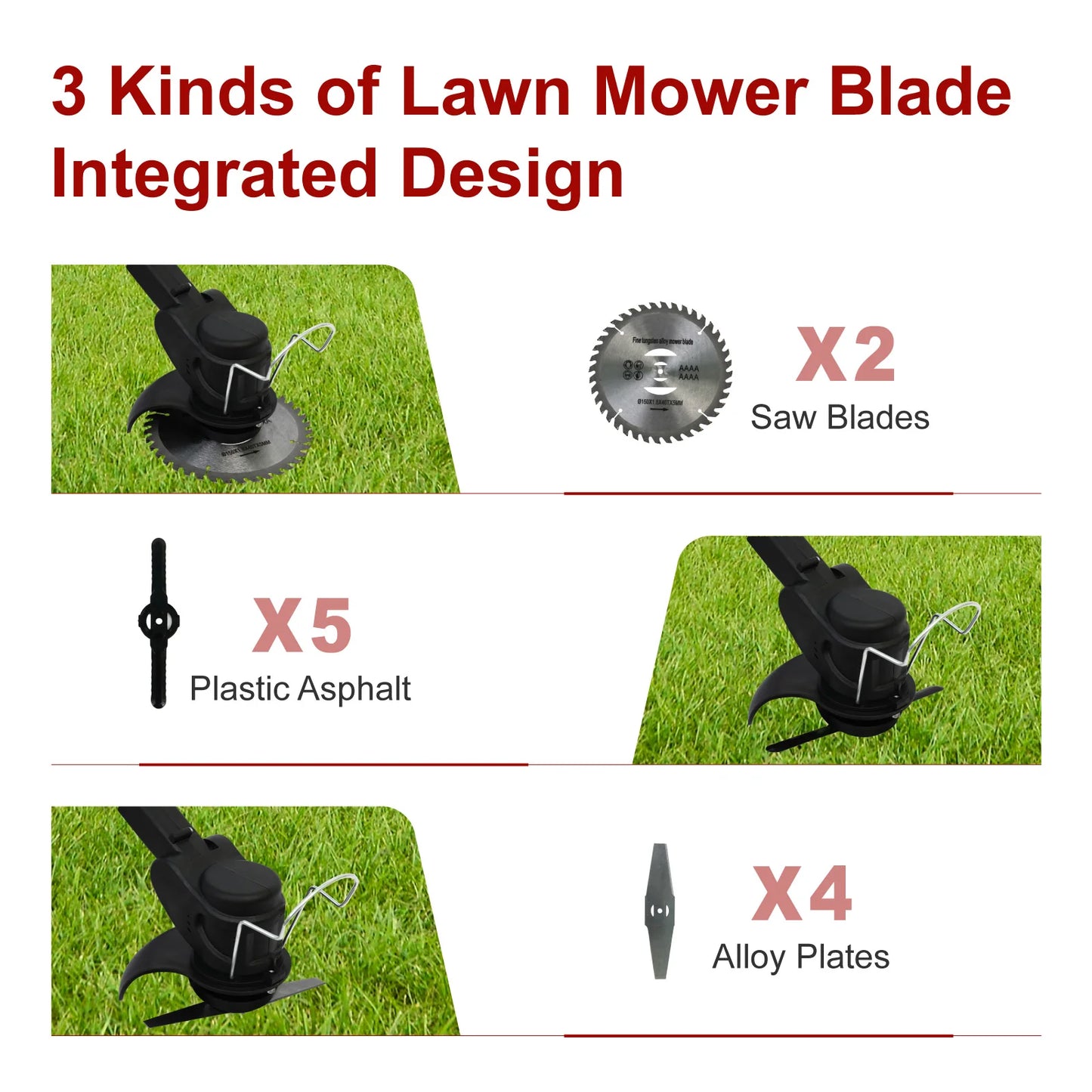 Cordless Electric Weed Wacker Trimmer With Foldable Handle