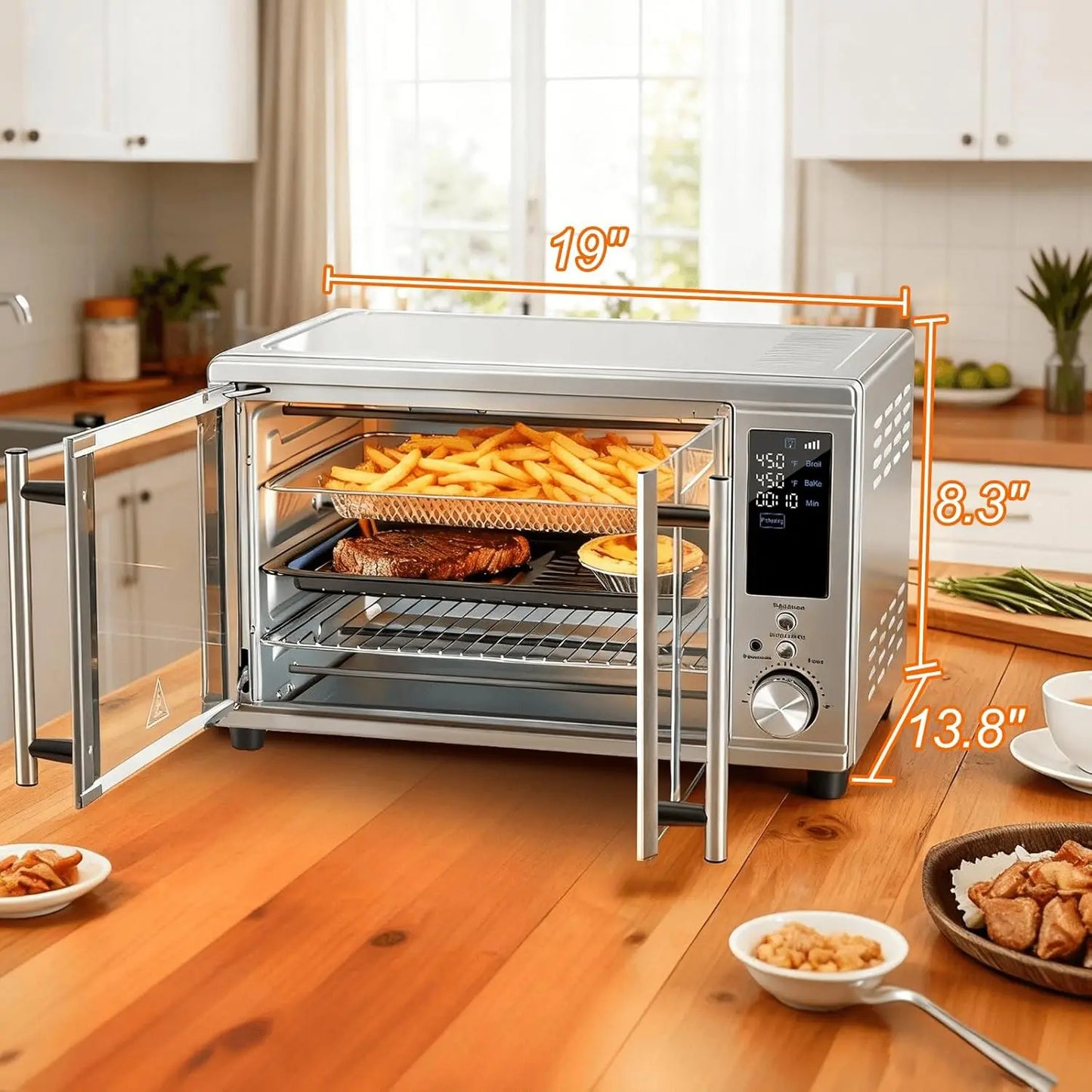 Air Fryer Toaster Oven Combo With Dual Door Design