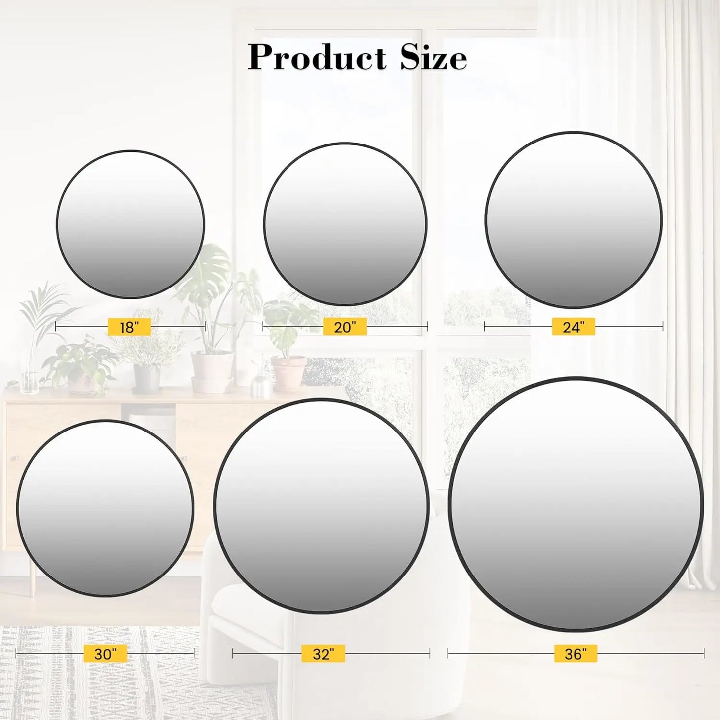 Round Wall Mirror With Metal Frame Distortion-Free For Any Room