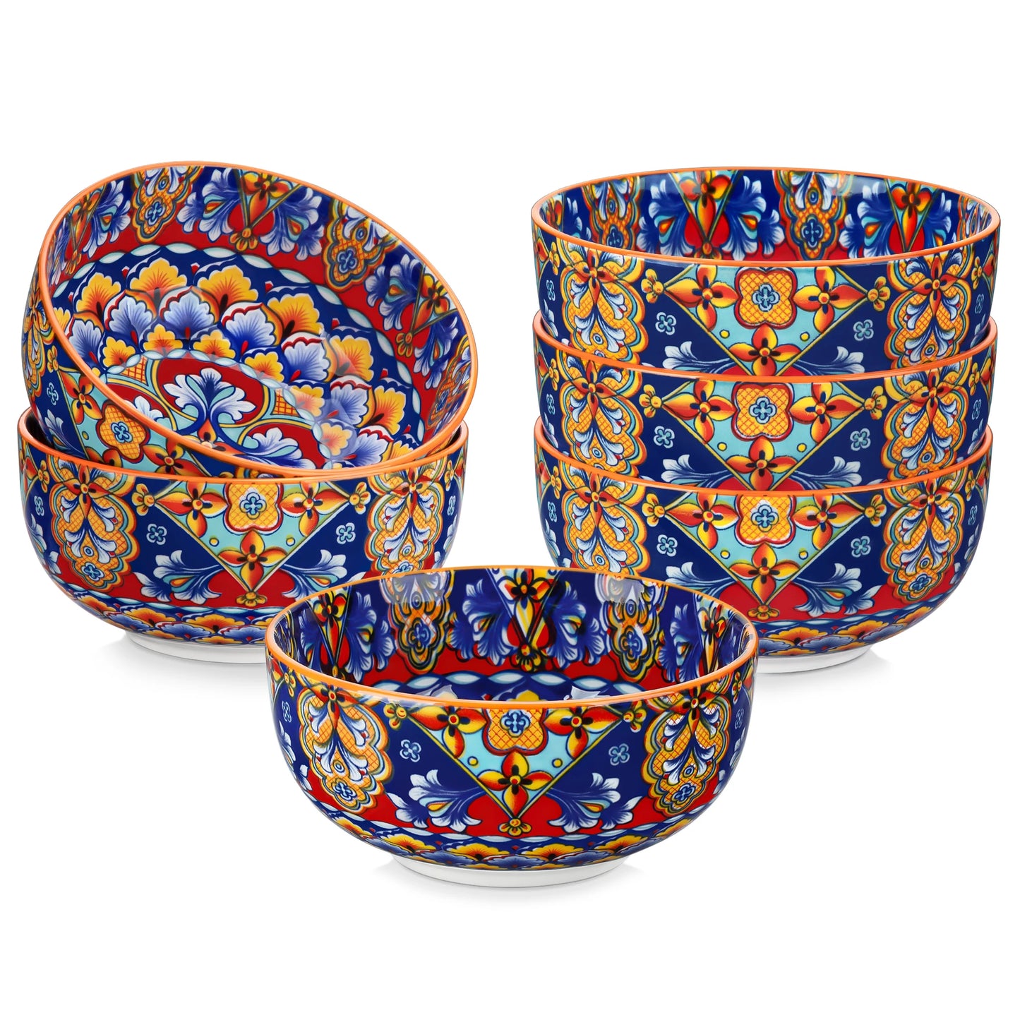 Malacasa Floral Bohemian Ceramic Porcelain Cereal Bowls Set