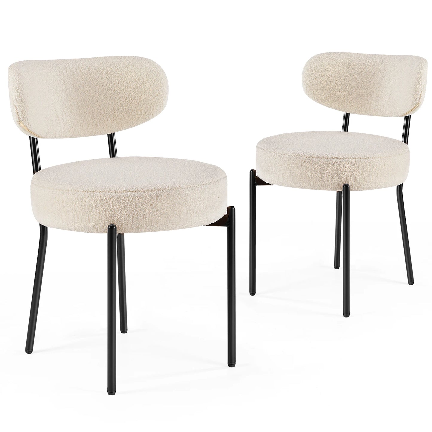 JHK Ergonomic Round Dining Chairs, Set Of 2, Plush Fabric