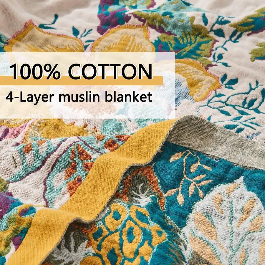 Reversible Cotton Throw Blanket Bohemian Tapestry Room Decor