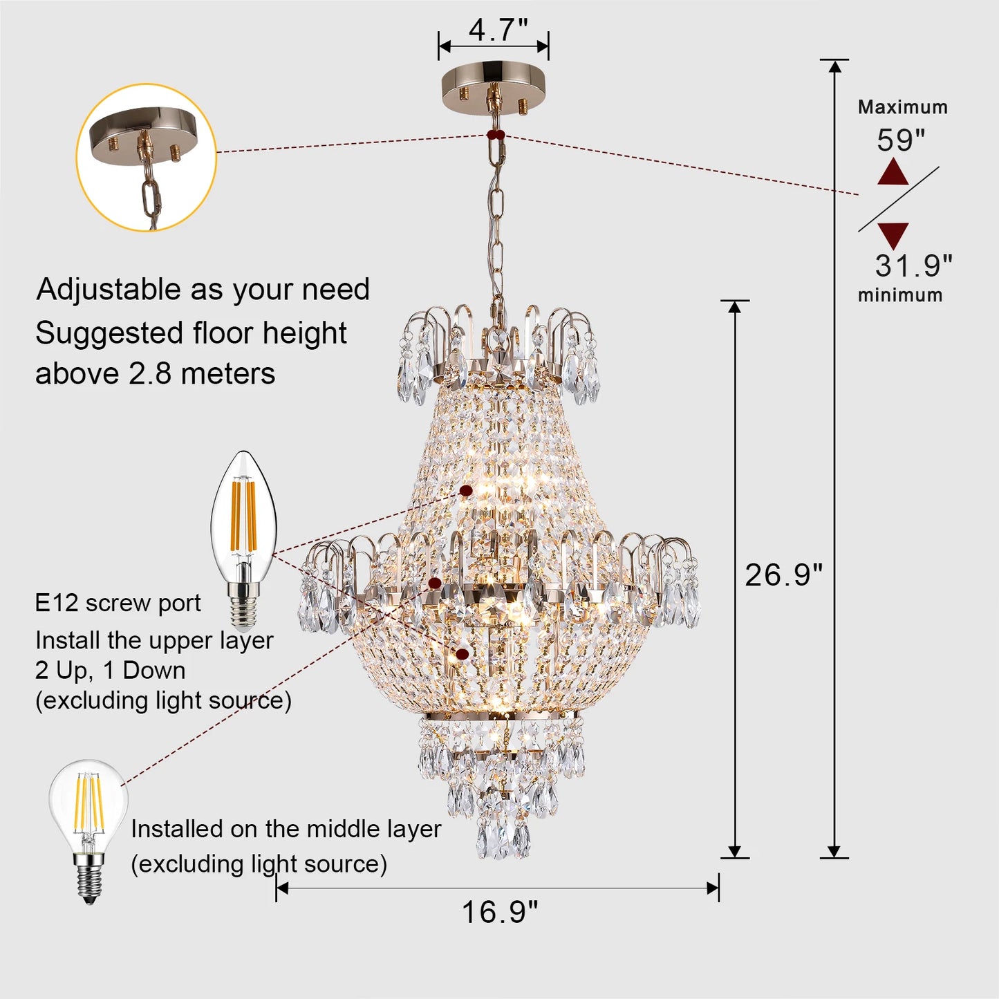 ARLGSITE Luxury Retro Crystal Chandelier European Style