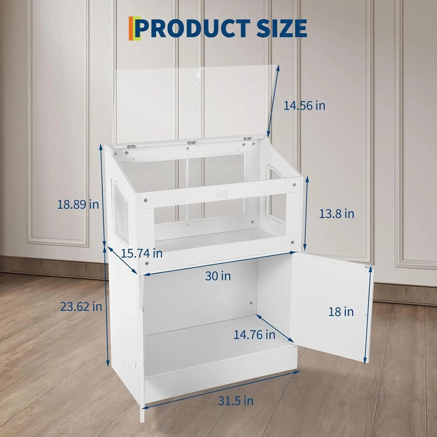 HiMISS Acrylic Pet Cage With Storage Cabinet Ventilated
