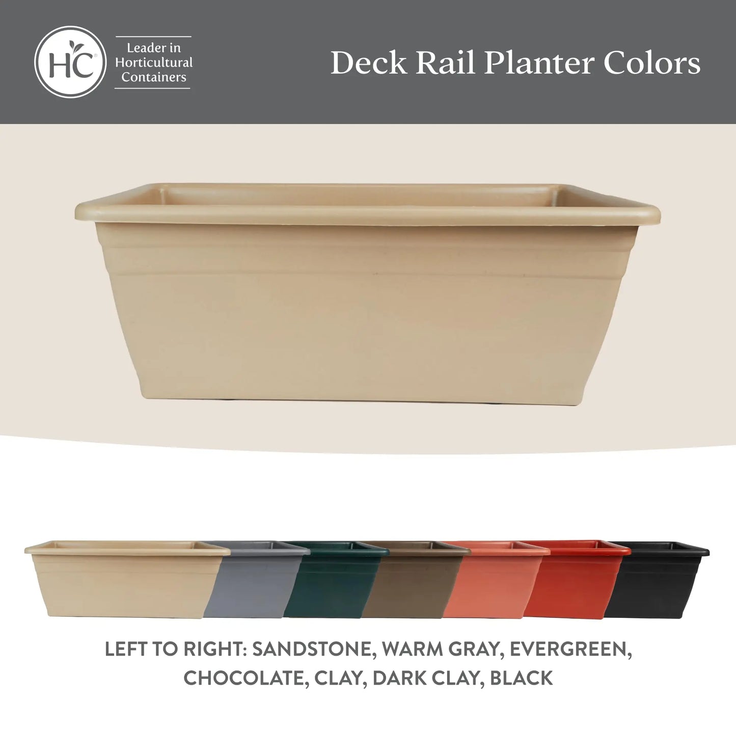 Deck Rail Planter Box With Drainage Plug Lightweight UV Resistant