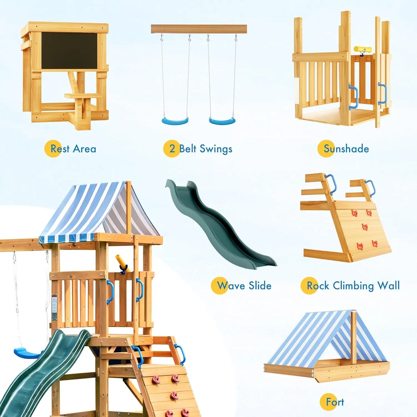 Rolife Robotime Robud Wooden Swing Set With Dual Swings Fort