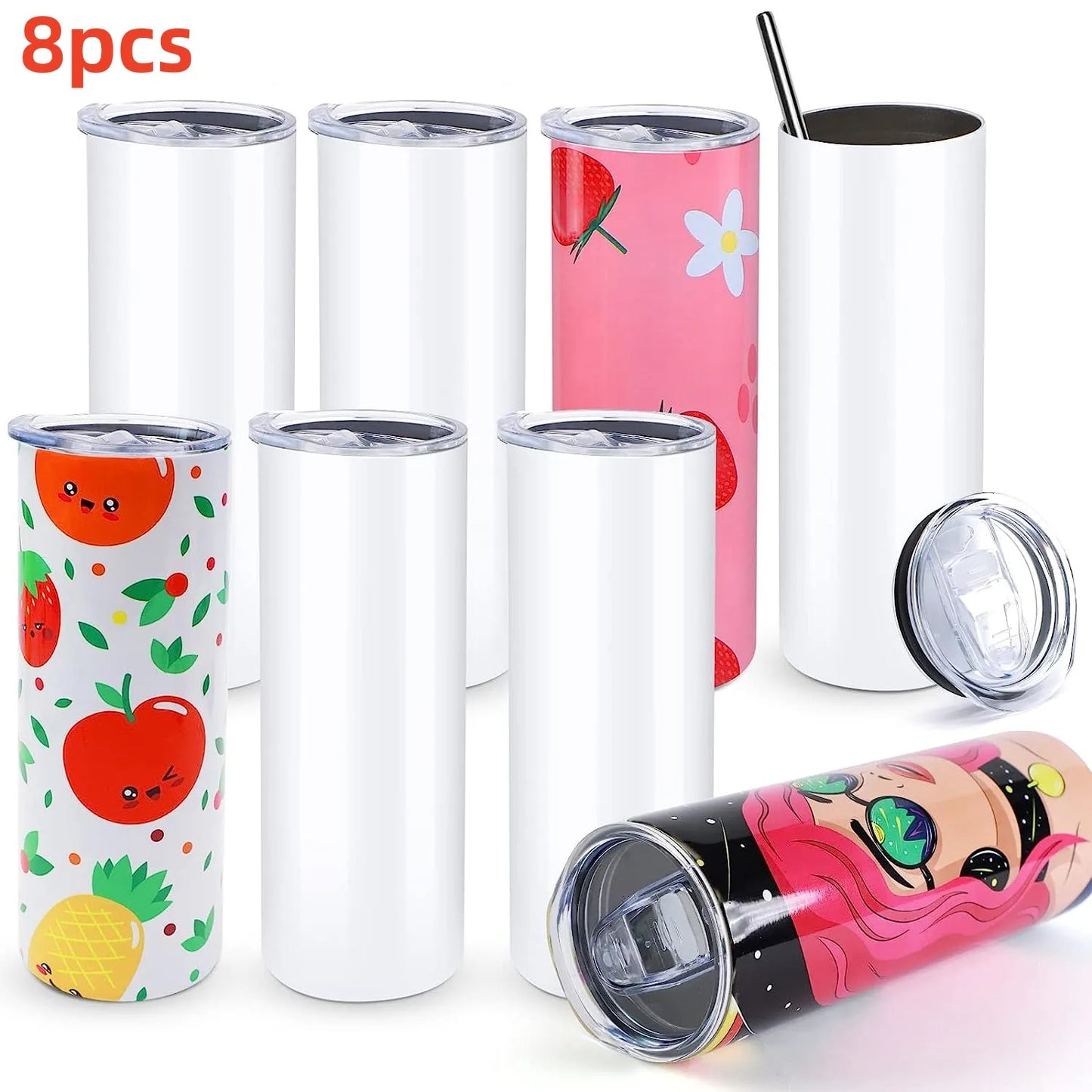 Sublimation Tumblers Blank Skinny Straight For DIY Mugs With Papers
