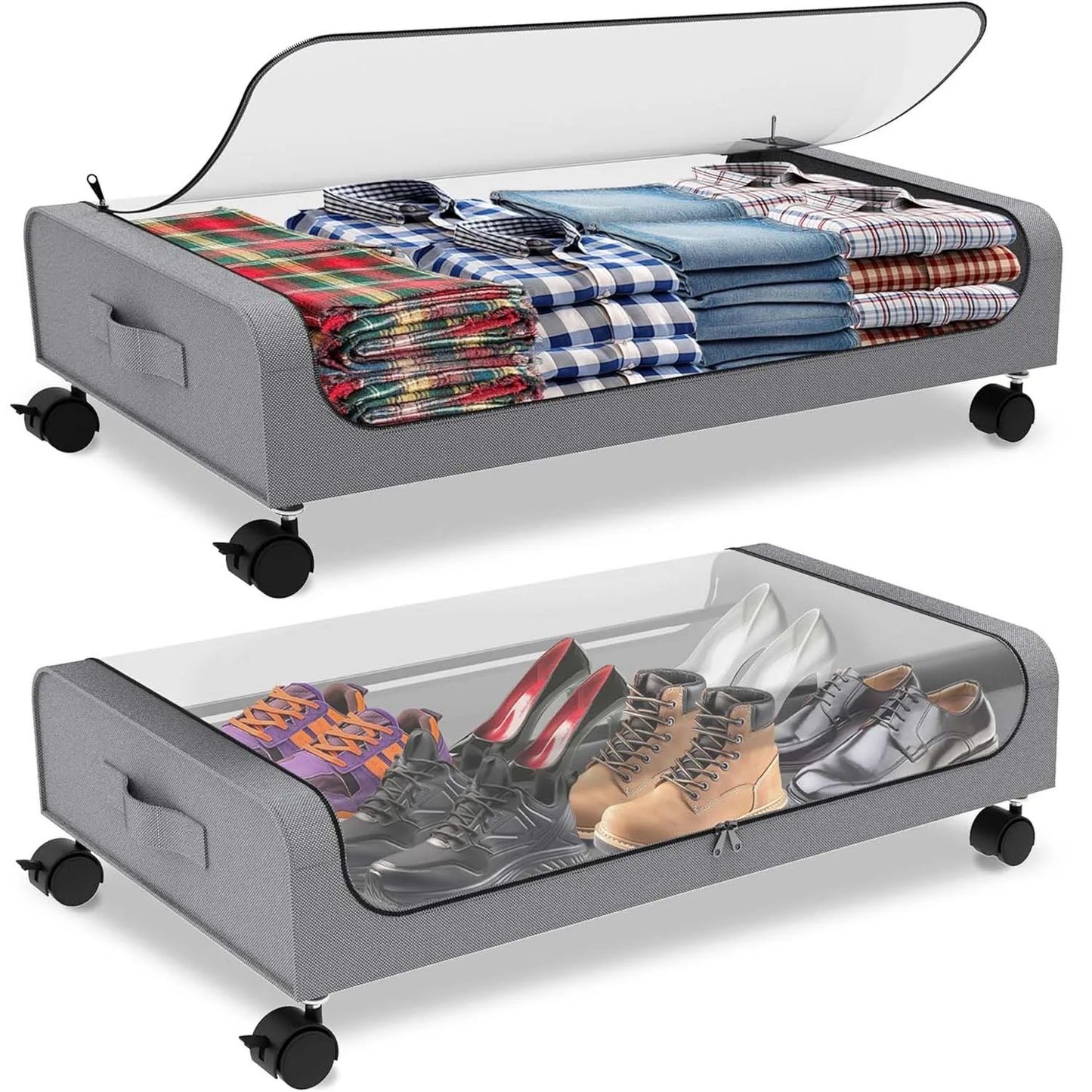 Underbed Storage With Wheels 2 Pack Containers For Clothes