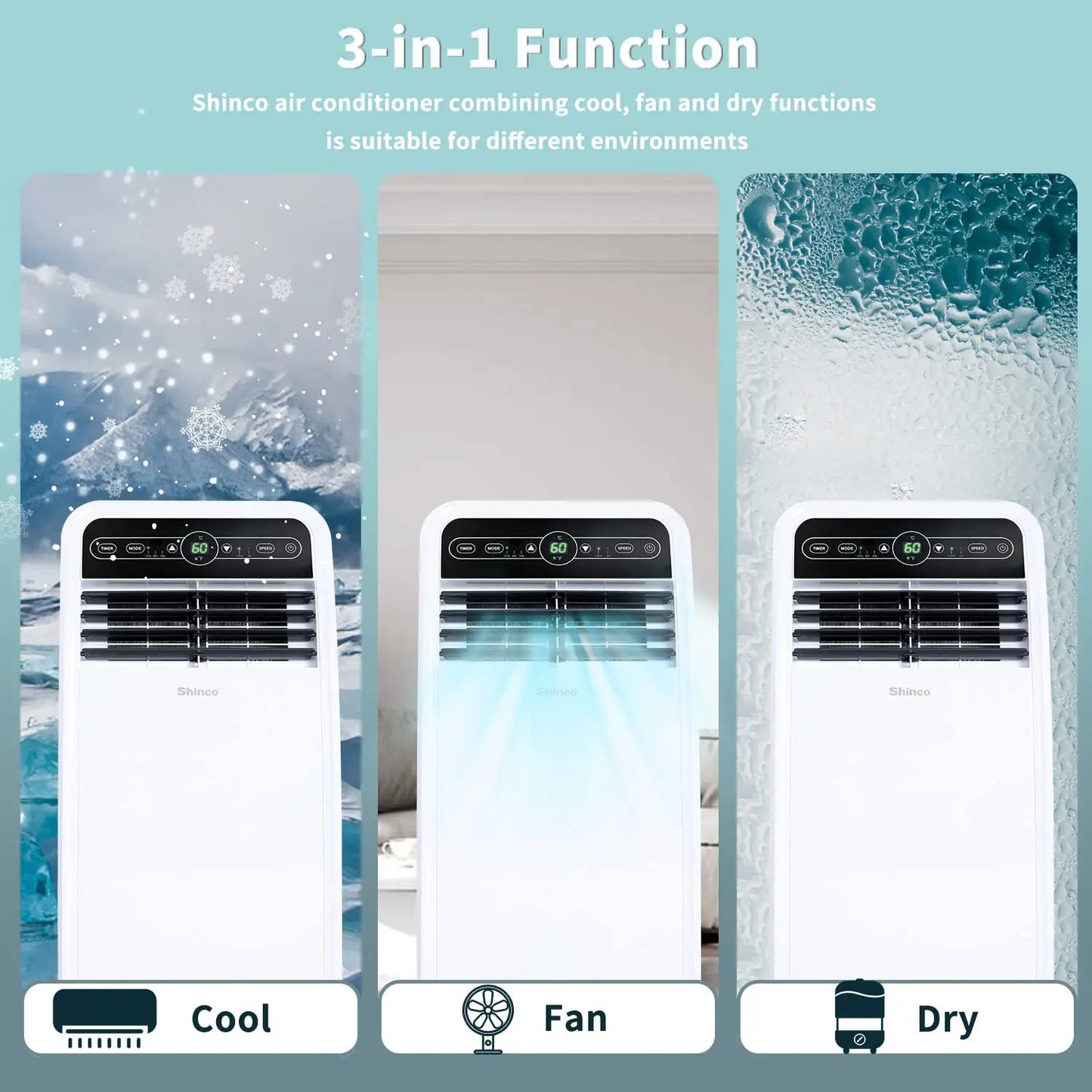 Shinco 8000 BTU Portable Air Conditioner With Built-In Dehumidifier
