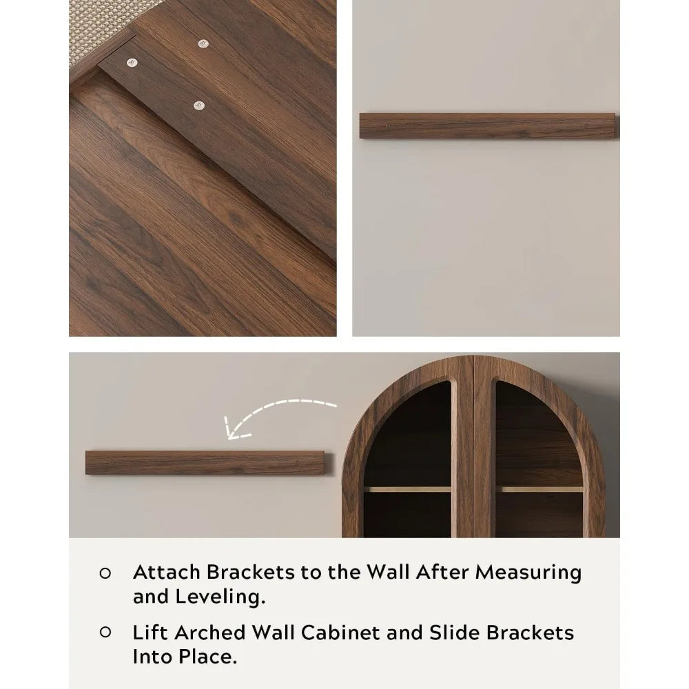 Arched Bathroom Wall Cabinet With Acrylic Doors Farmhouse Style