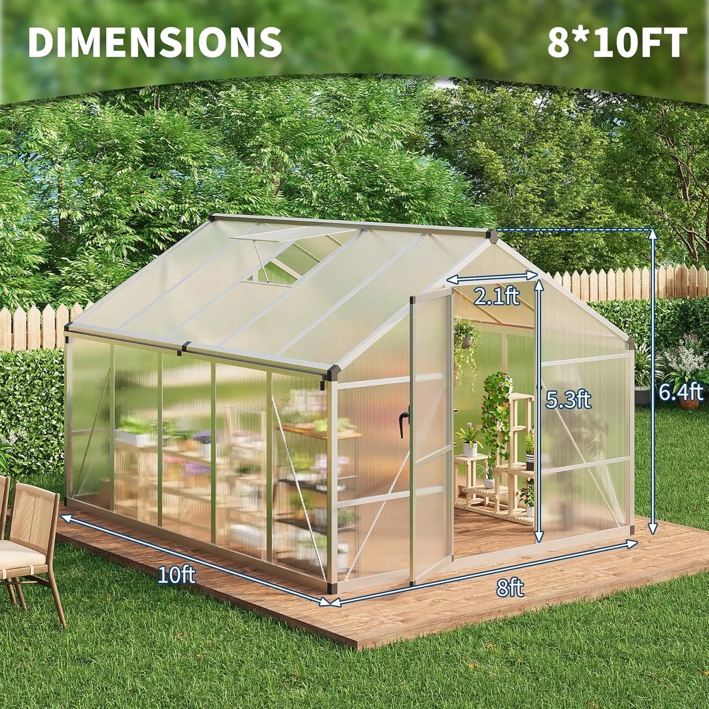 DishyKooker Walk-In Greenhouse With Roof Vent And Lockable Door