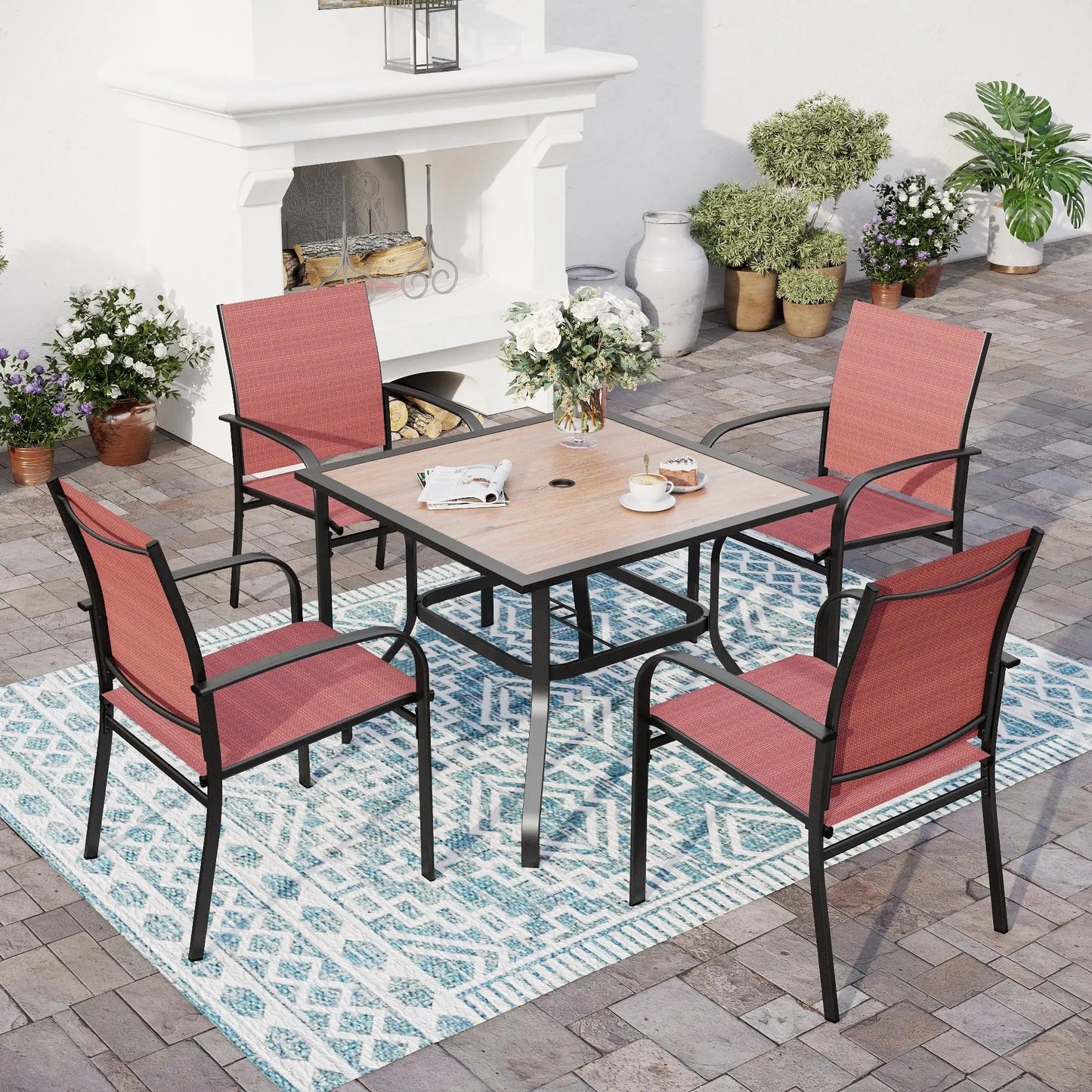 Outdoor Patio Dining Set For Four With Umbrella Hole