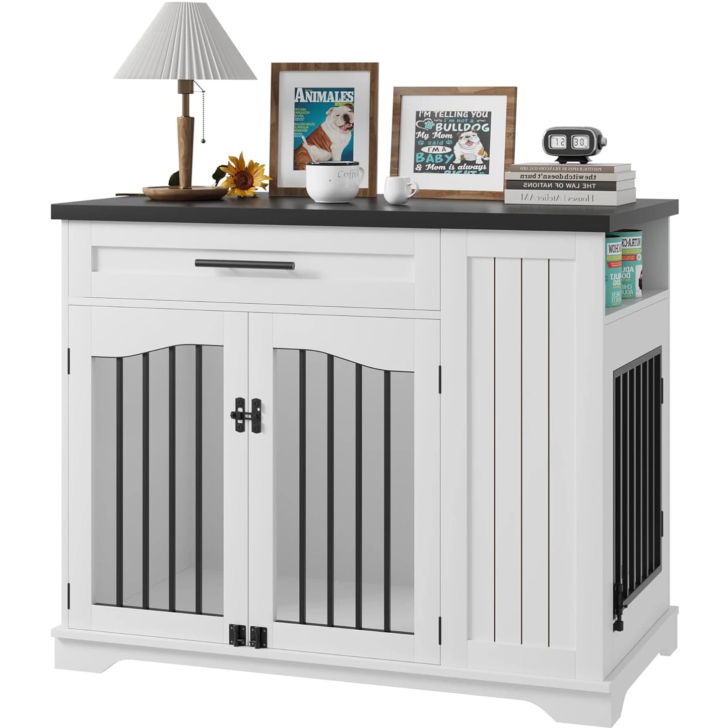 HiMISS Heavy Duty Wooden Dog Crate With Drawer Storage