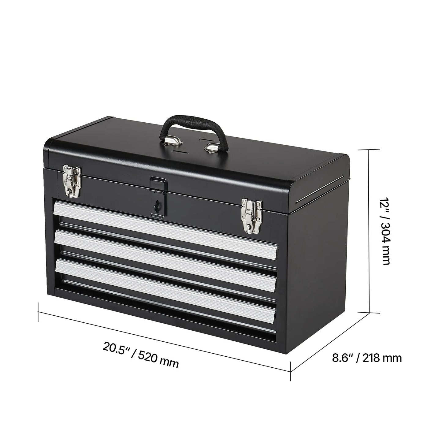 SucceBuy 3 Drawer Metal Tool Chest With EVA Liners