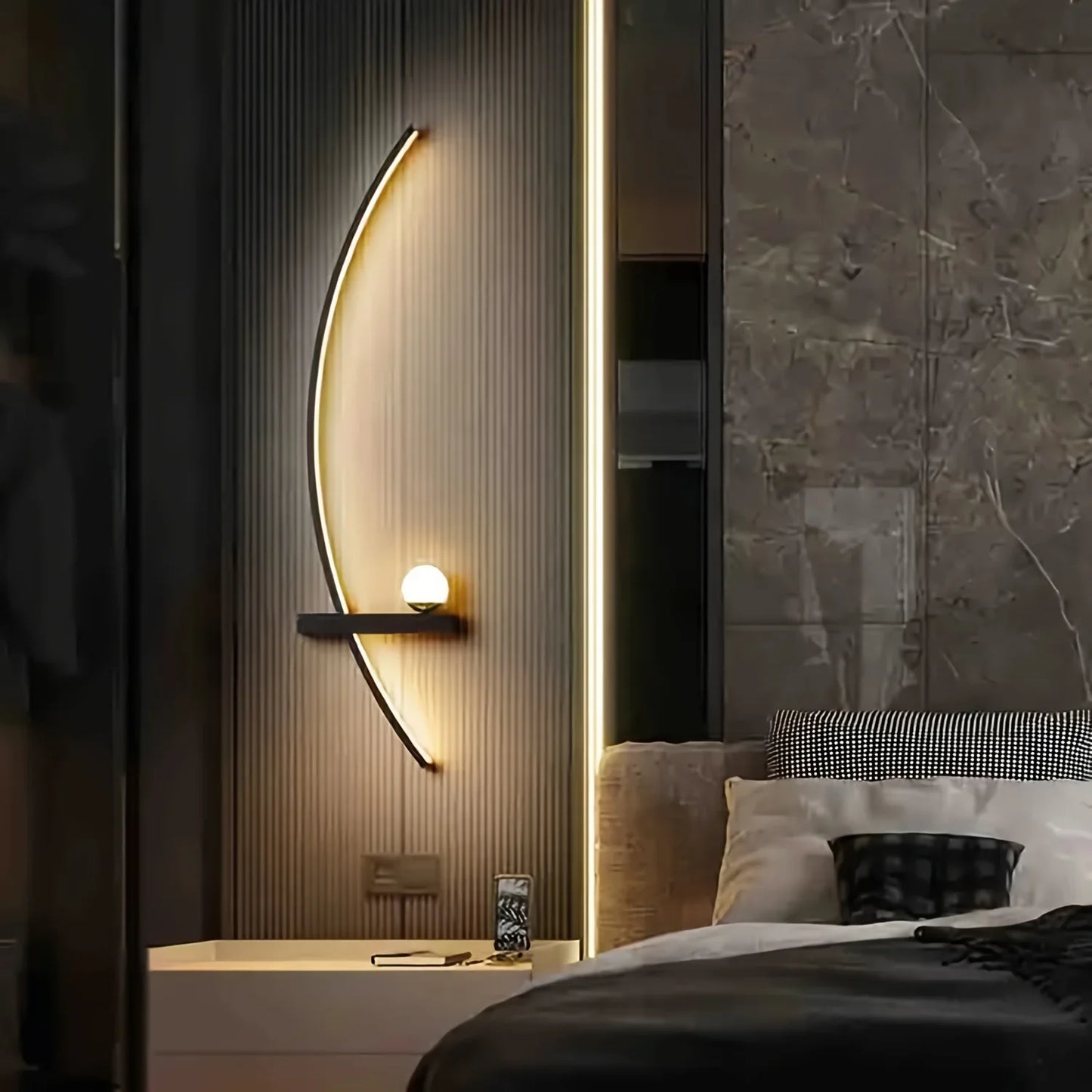 Modern Adjustable LED Wall Sconce Arc Bedside Lamp for Indoor Use