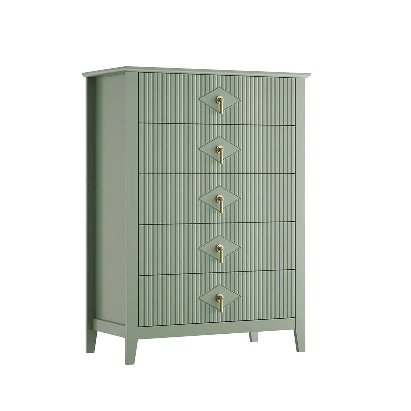 HiMISS Fluted Five Drawer Dresser Modern Wood Chest