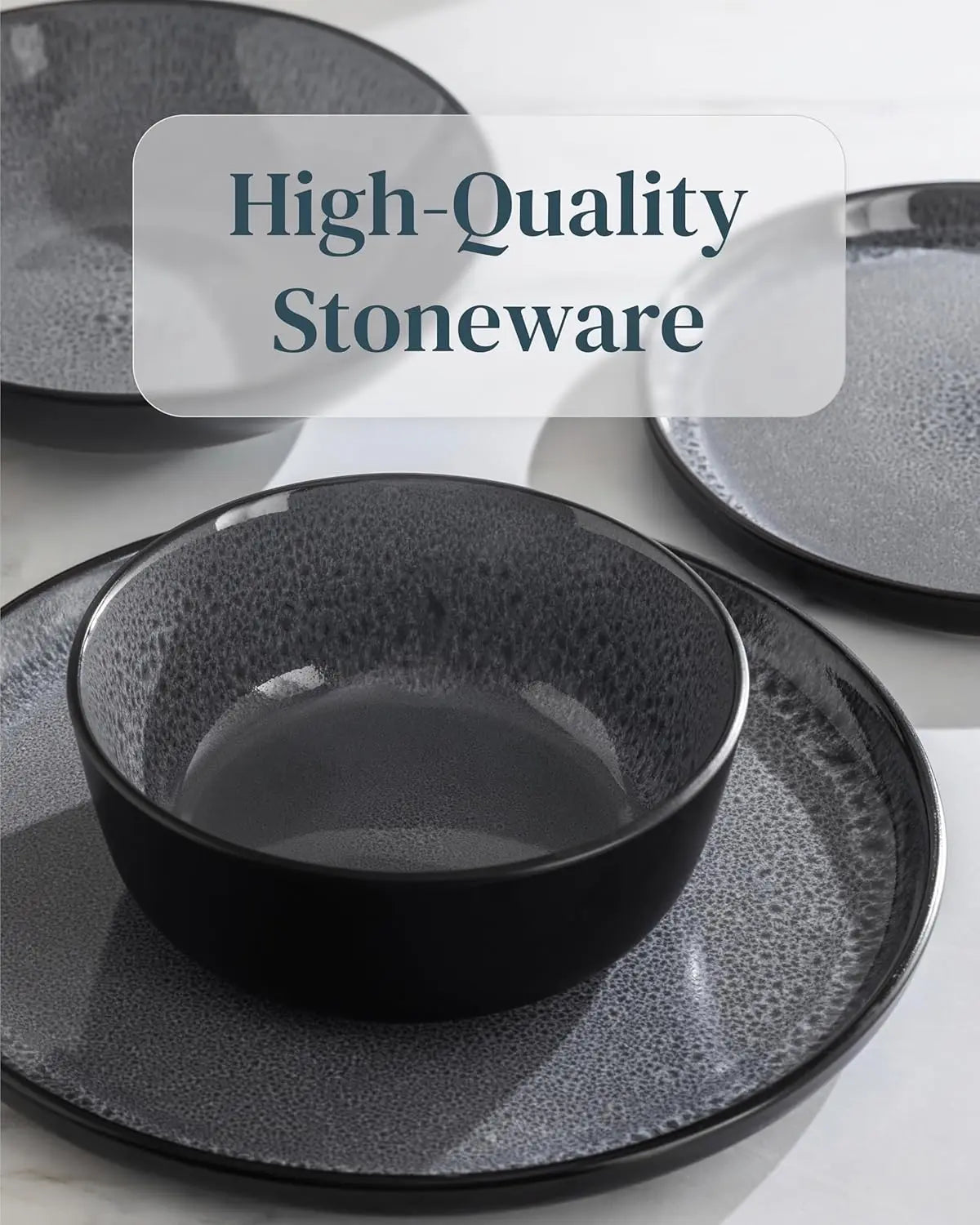 Stoneware Dinnerware Set, Dishwasher And Microwave Safe, Scratch Resistant