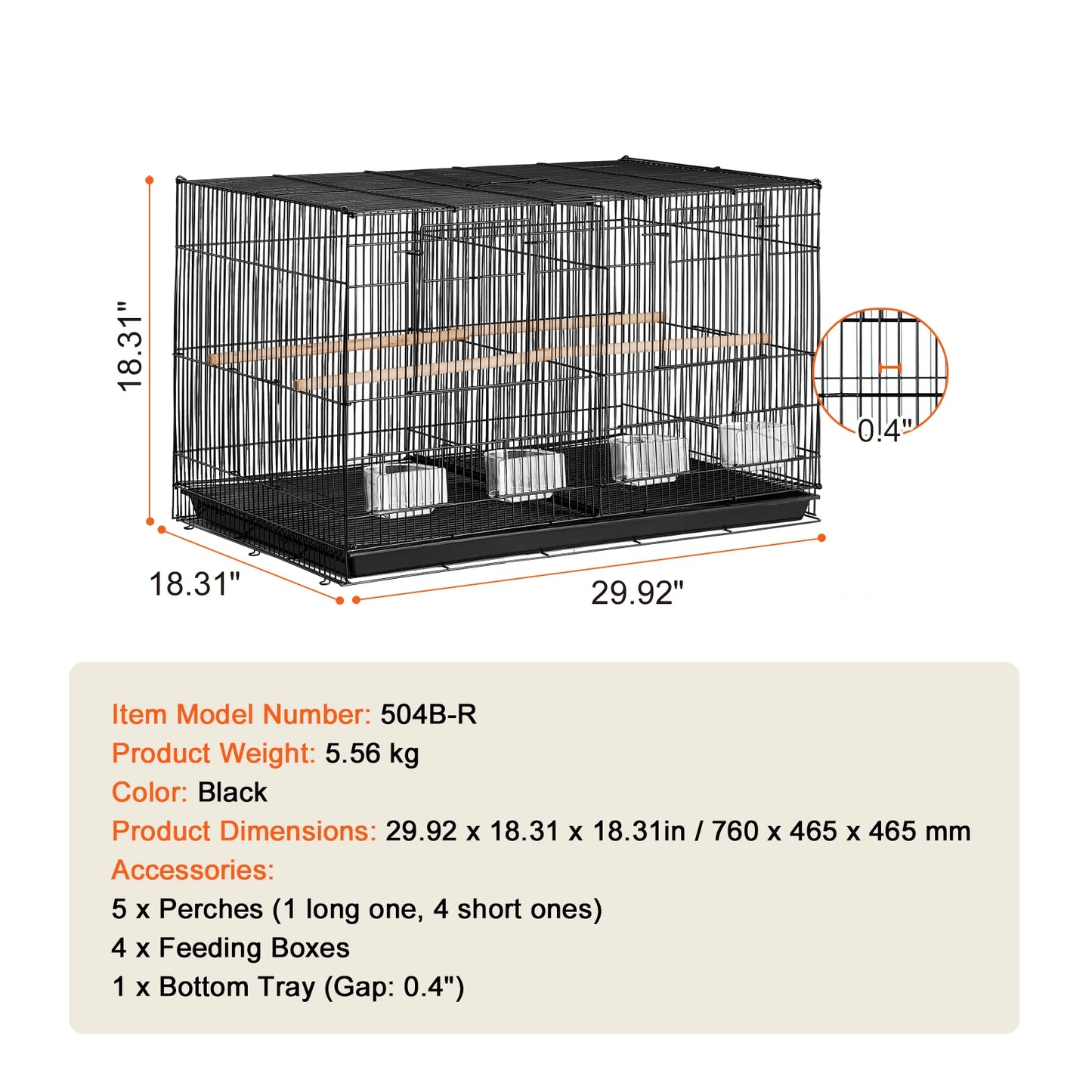 SucceBuy Flight Bird Cage With Divider Stackable Travel Cage For Birds