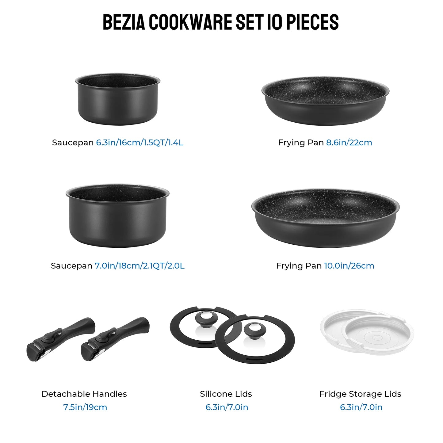 Induction Cookware Set 10 Pieces Nonstick Pots And Pans Stackable