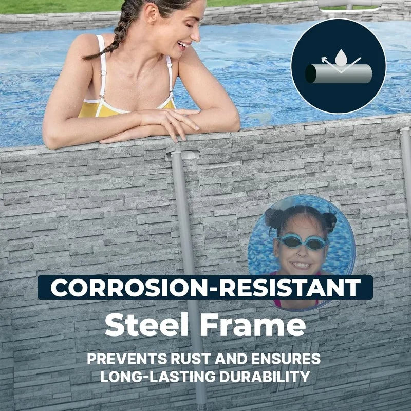 Bestway Power Steel Swim Vista Above Ground Pool Oval