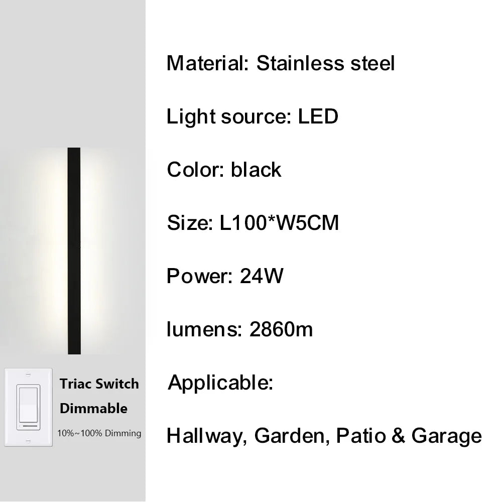 IISINUO Outdoor Porch Wall Light Stainless Steel IP67 Waterproof Dimmable