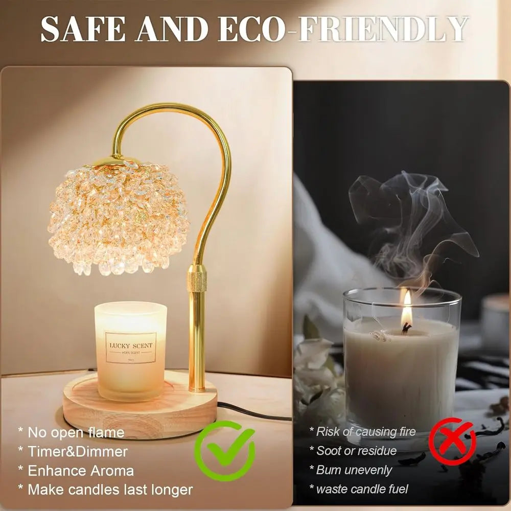 Candle Warmer Lamp With Timer And Dimmable Crystal Accent Adjustable