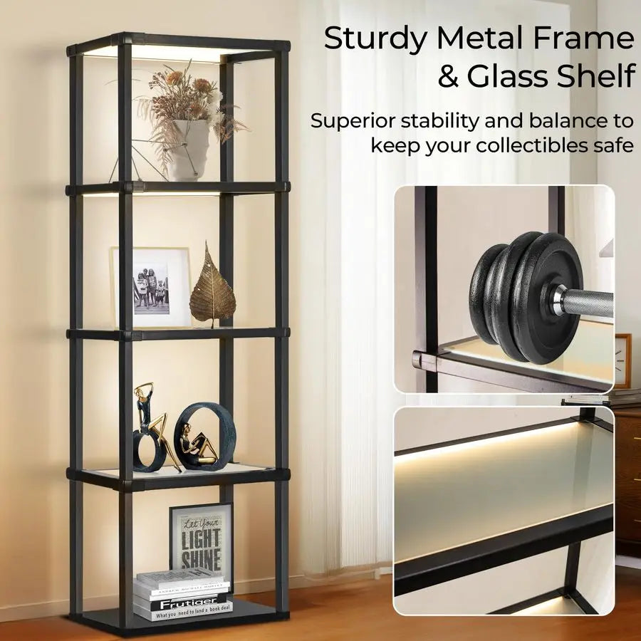 Display Shelf Floor Lamp With Dimmable LED And Remote Control
