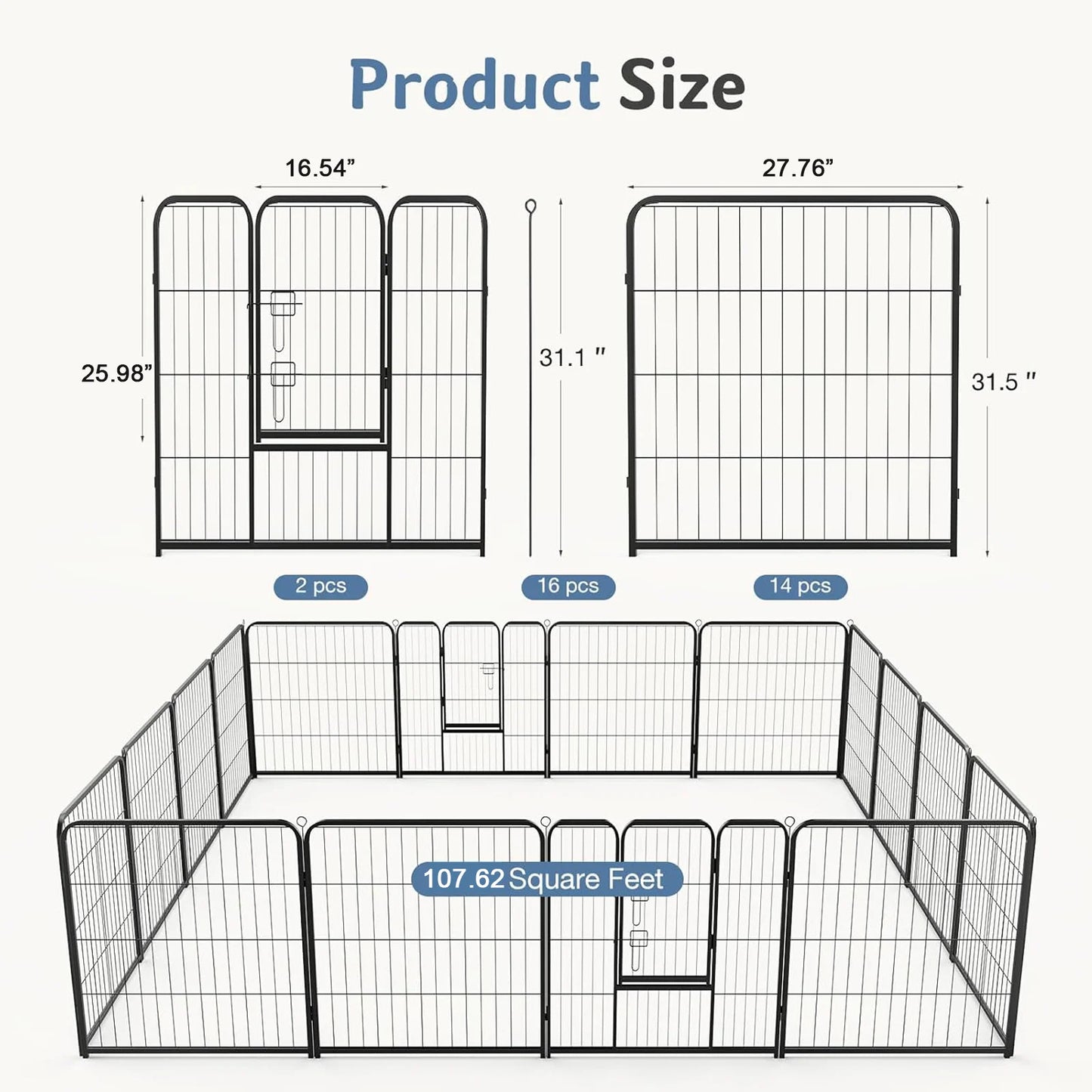 JHK Dog Playpen Metal Fence For Outdoor Use
