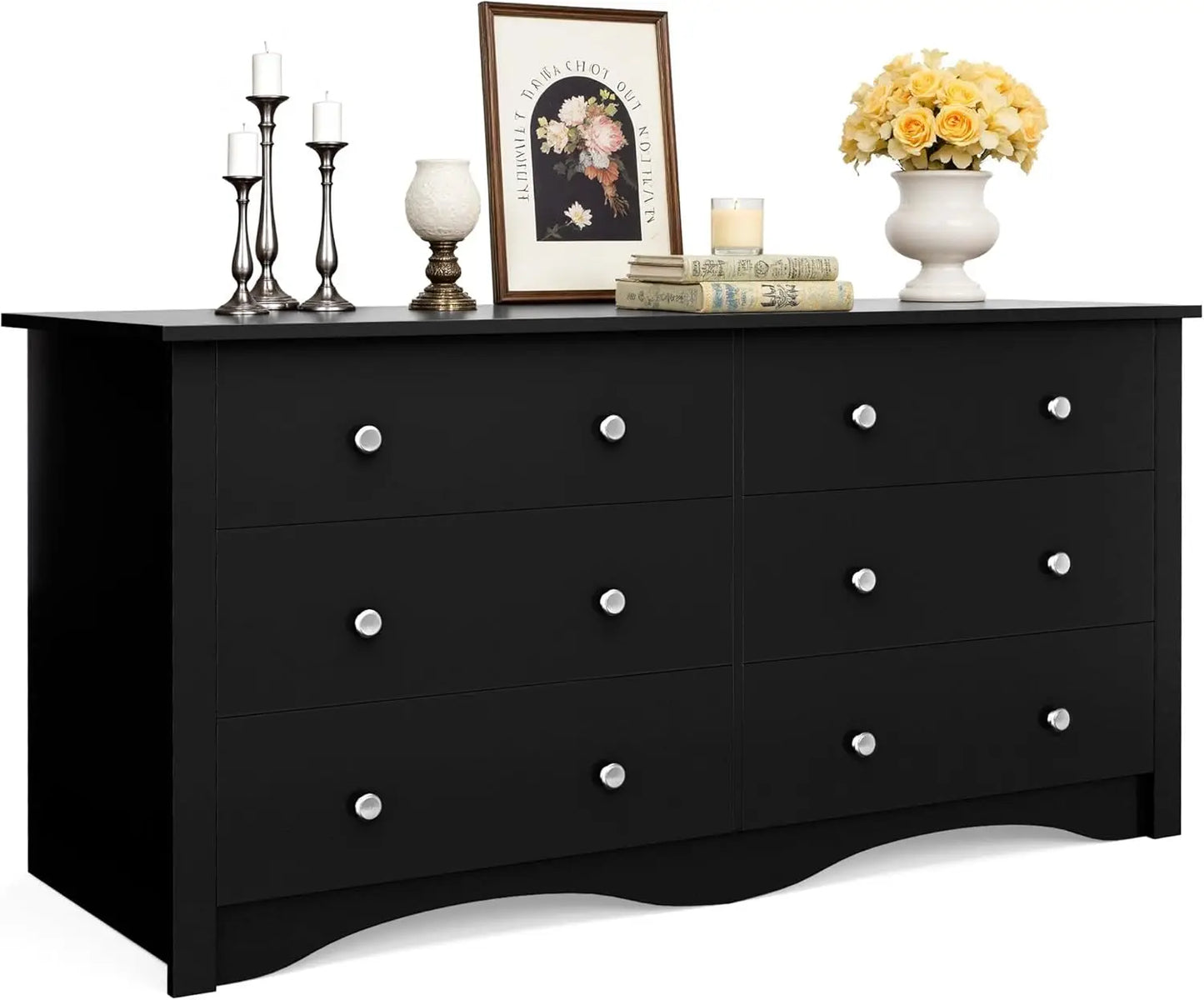 Six Drawer Dresser For Bedroom With Modern Design Storage