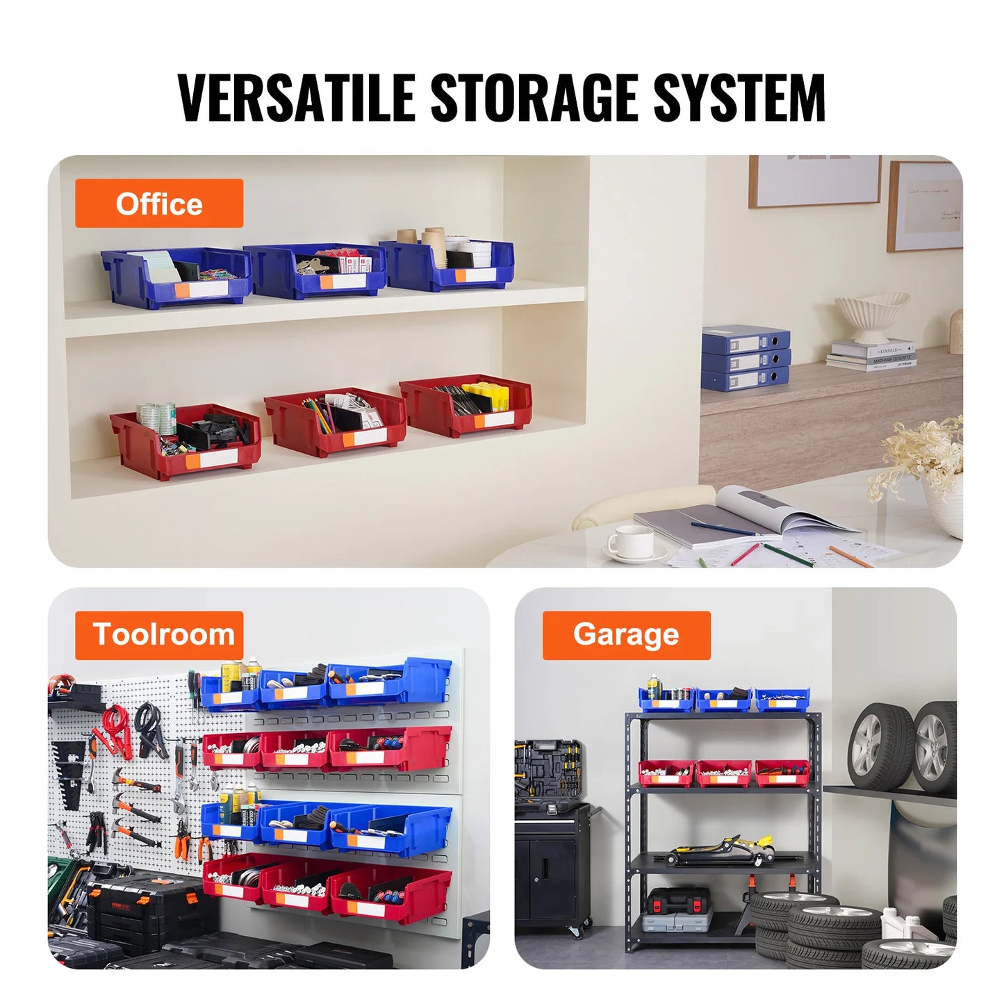 SucceBuy Garage Storage Bins Wall Mounted Stackable Organizer