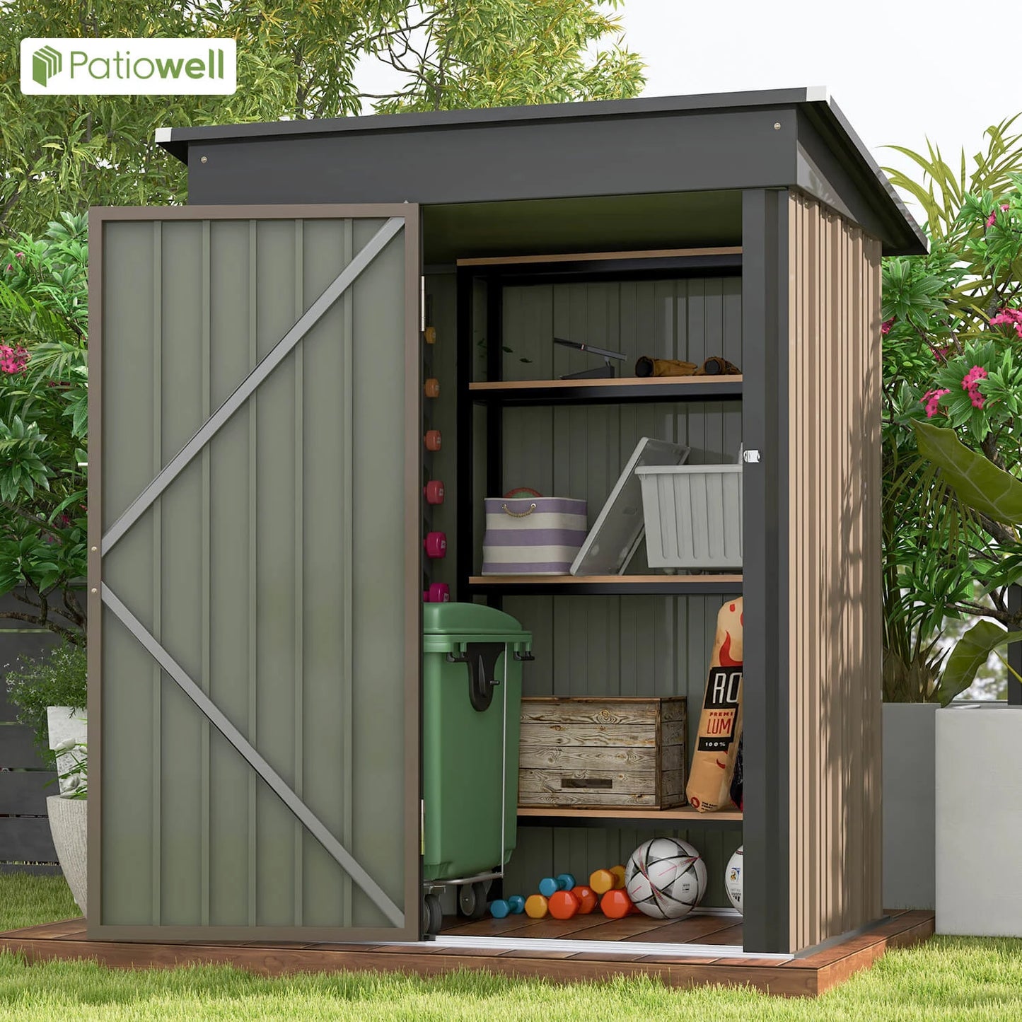 Victone Outdoor Storage Shed Sloped Roof Lockable Tool Shed