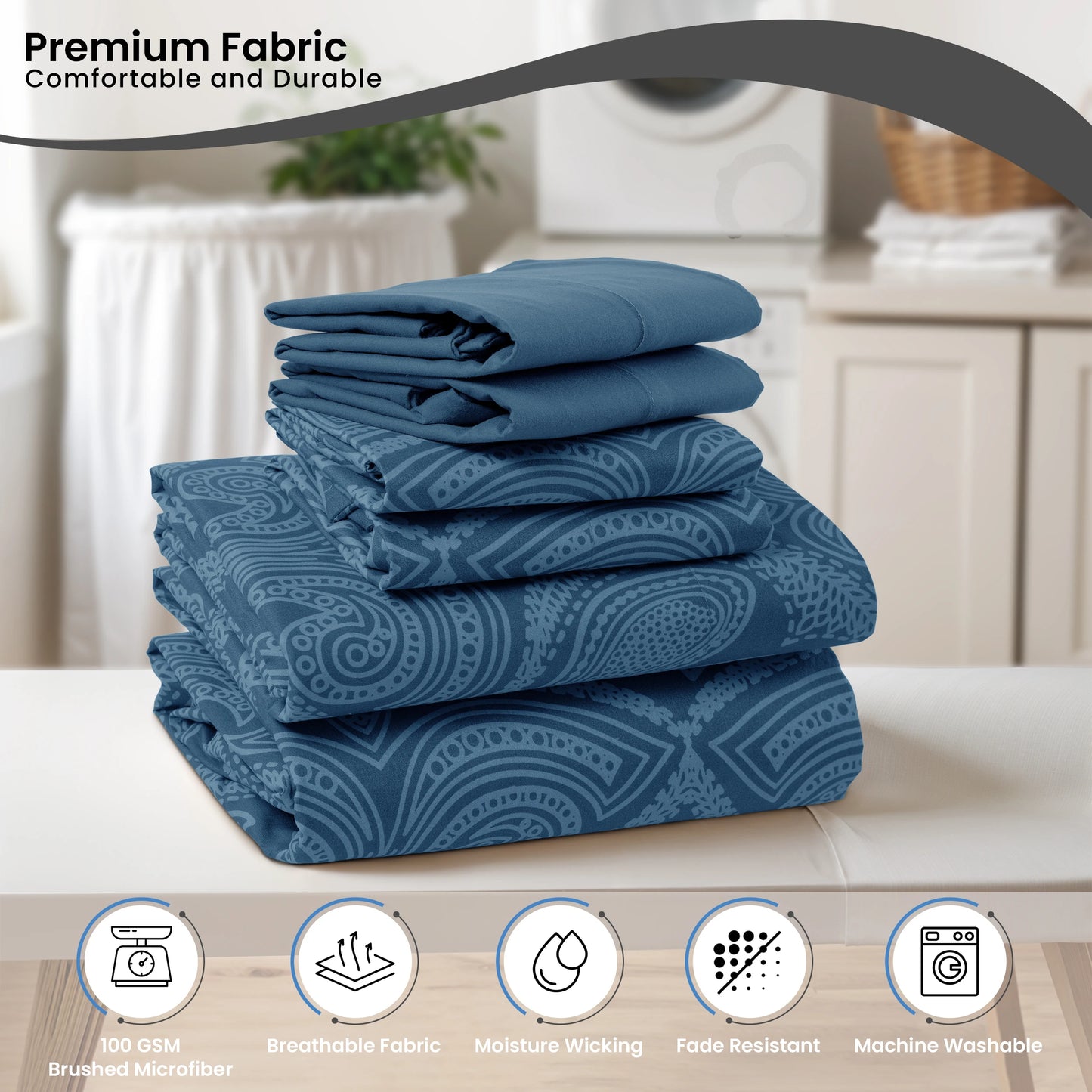 LDC Lux Decor Collection Paisley Microfiber Sheet Set