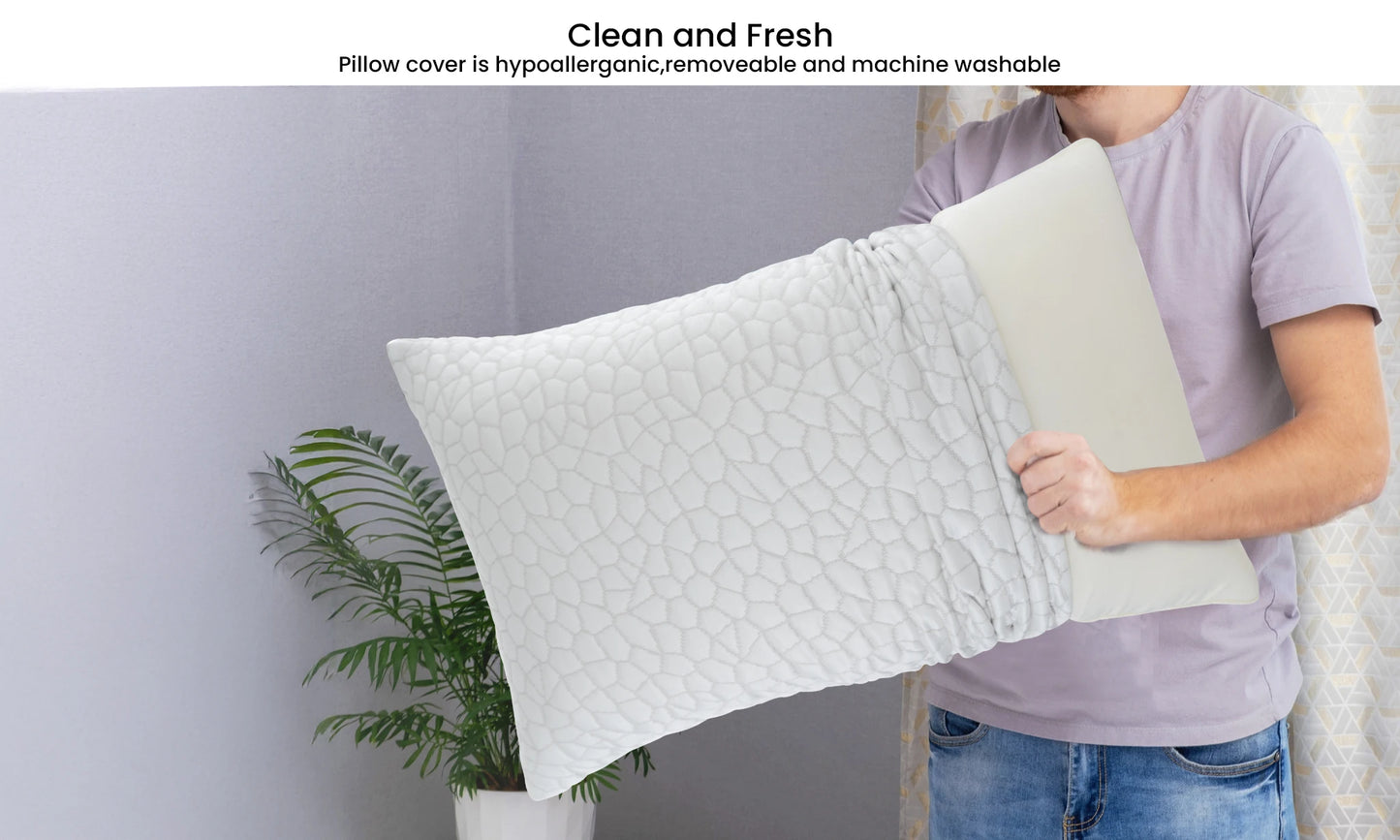 Lux Decor Shredded Memory Foam Pillows 2 Pack Washable Cover