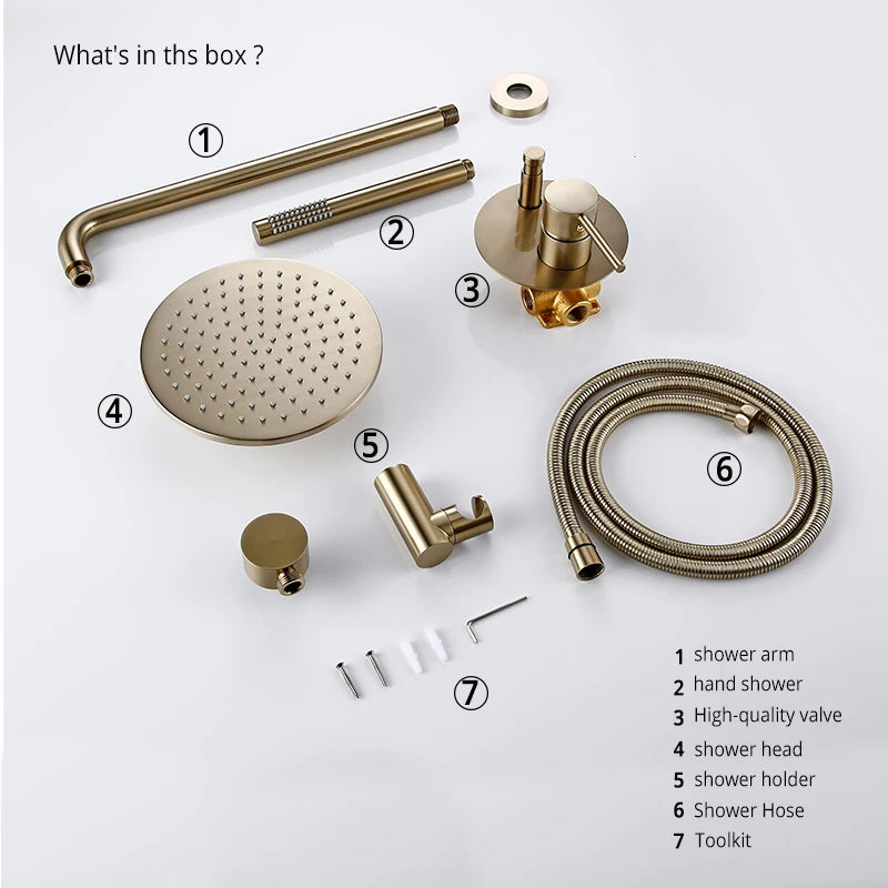 Bagnolux Brushed Shower System With Wall Mounted Diverter