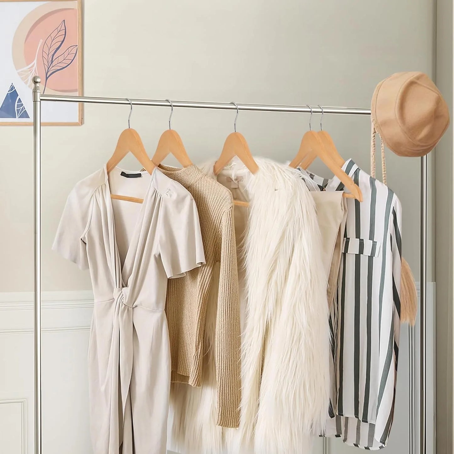 Wooden Coat Hangers 50 Pack With 360 Degree Rotatable Hook