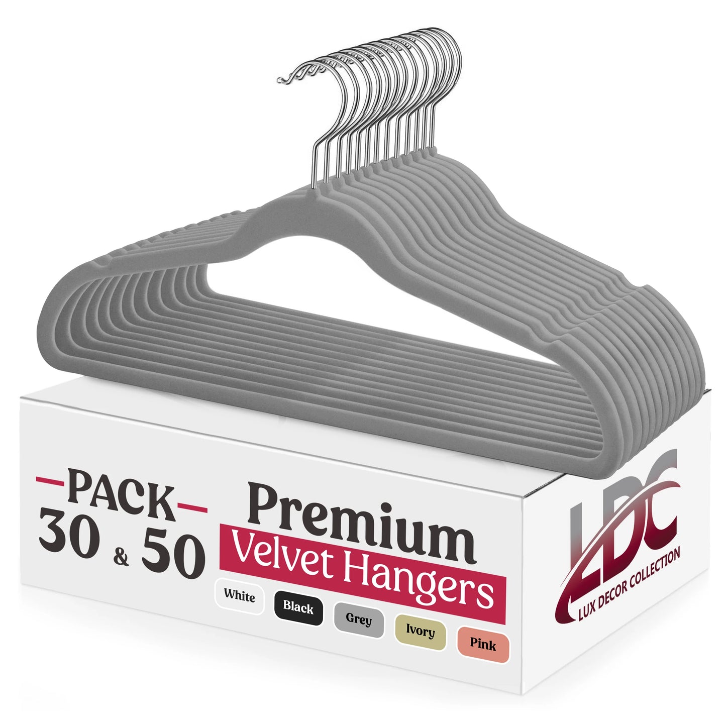 LDC Lux Decor Velvet Hangers Non Slip Heavy Duty Hook