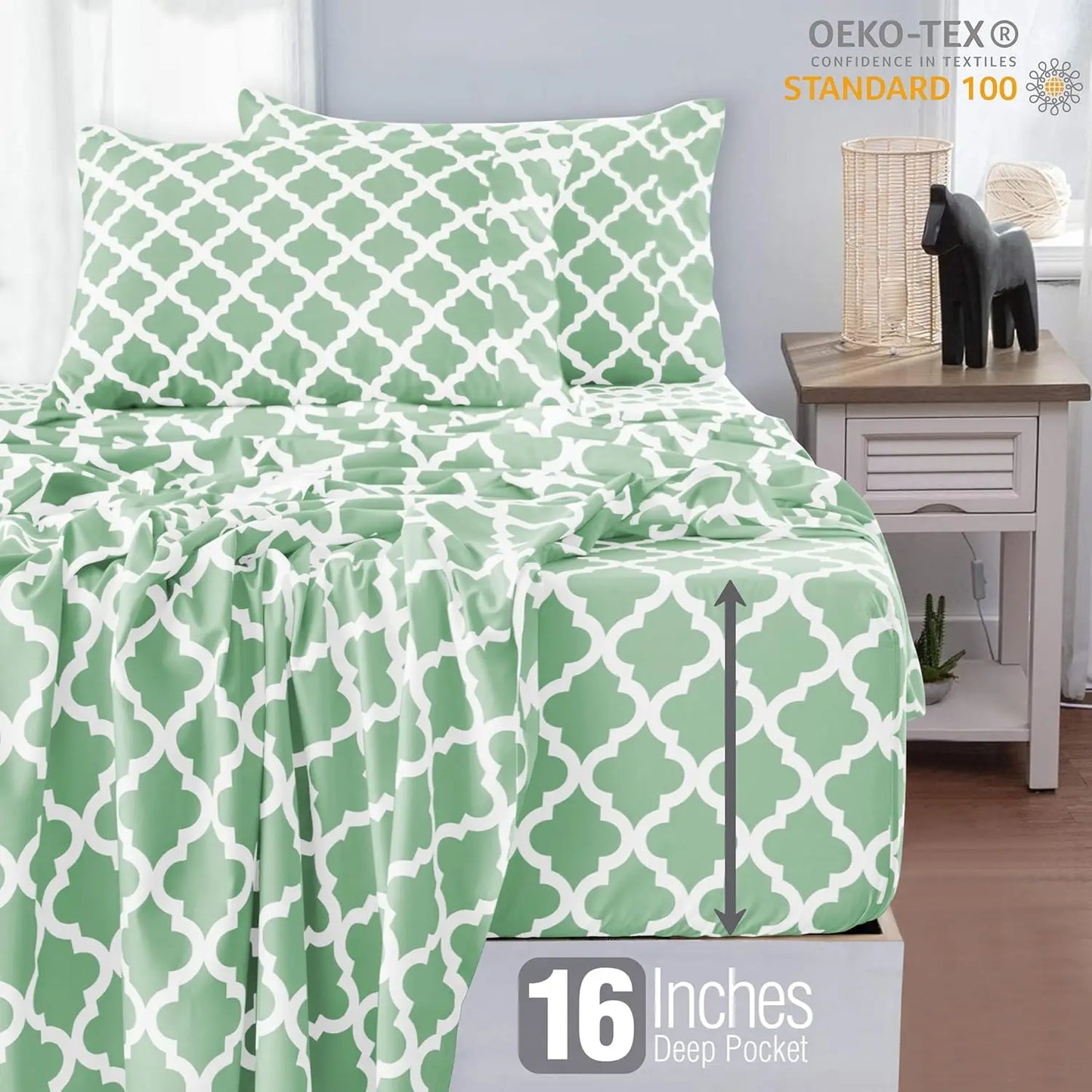 Quatrefoil Microfiber Sheet Set Wrinkle Resistant Luxurious Printed