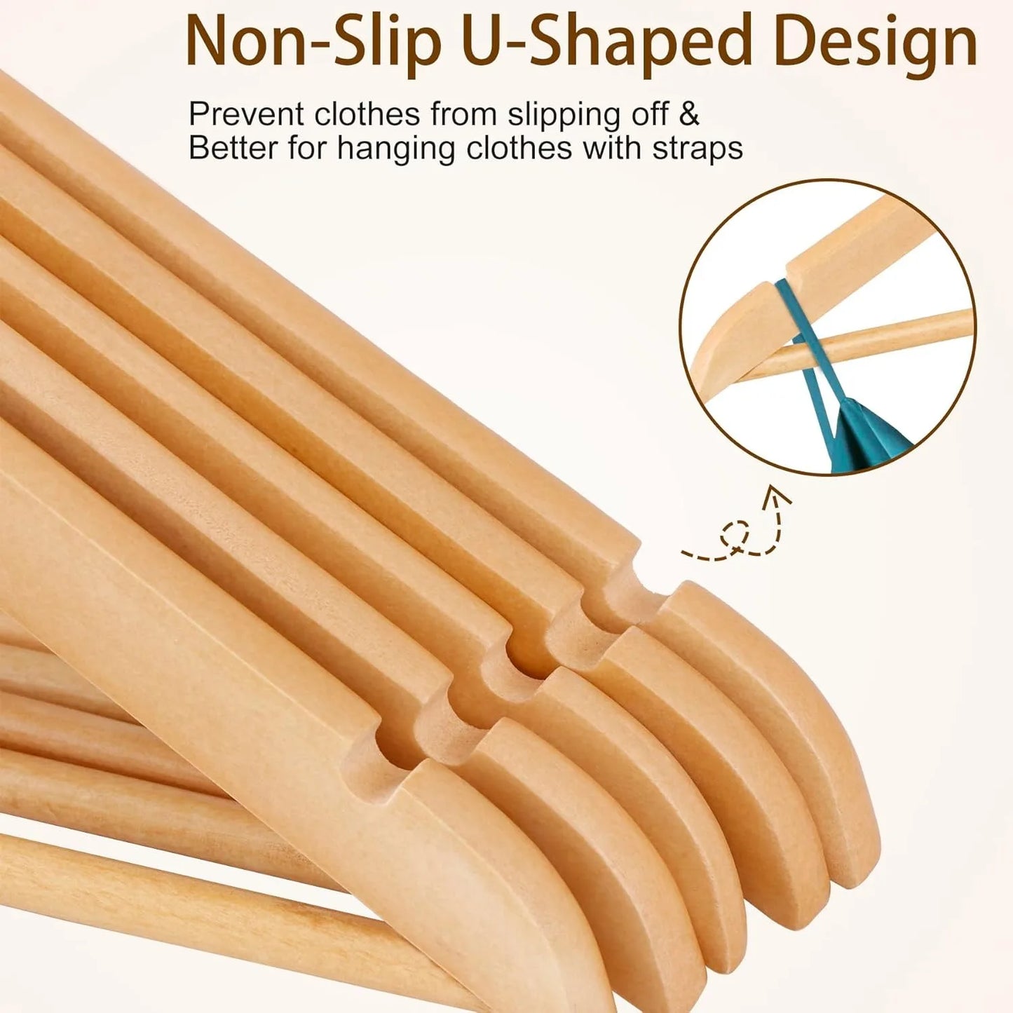 Wooden Coat Hangers 50 Pack With 360 Degree Rotatable Hook