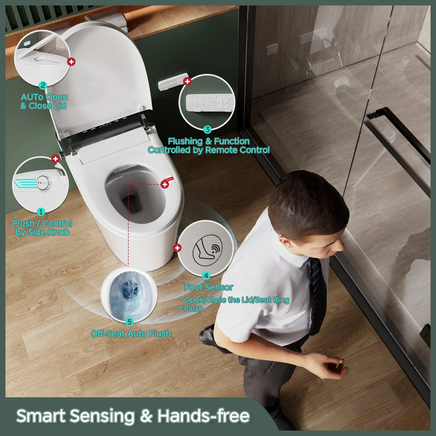 Smart Elongated Toilet With Built-In Bidet Warm Water And Dryer
