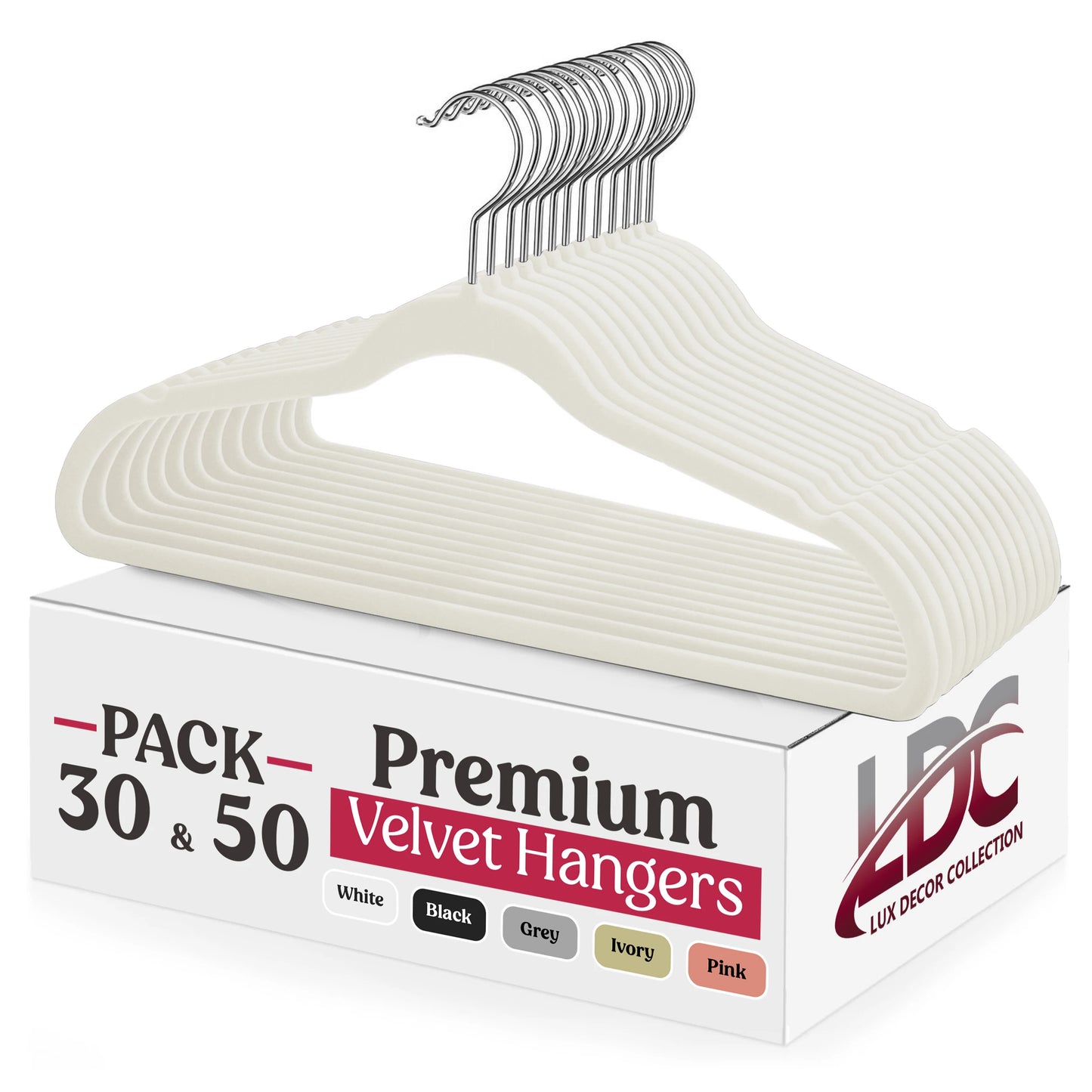 LDC Lux Decor Velvet Hangers Non Slip Heavy Duty Hook