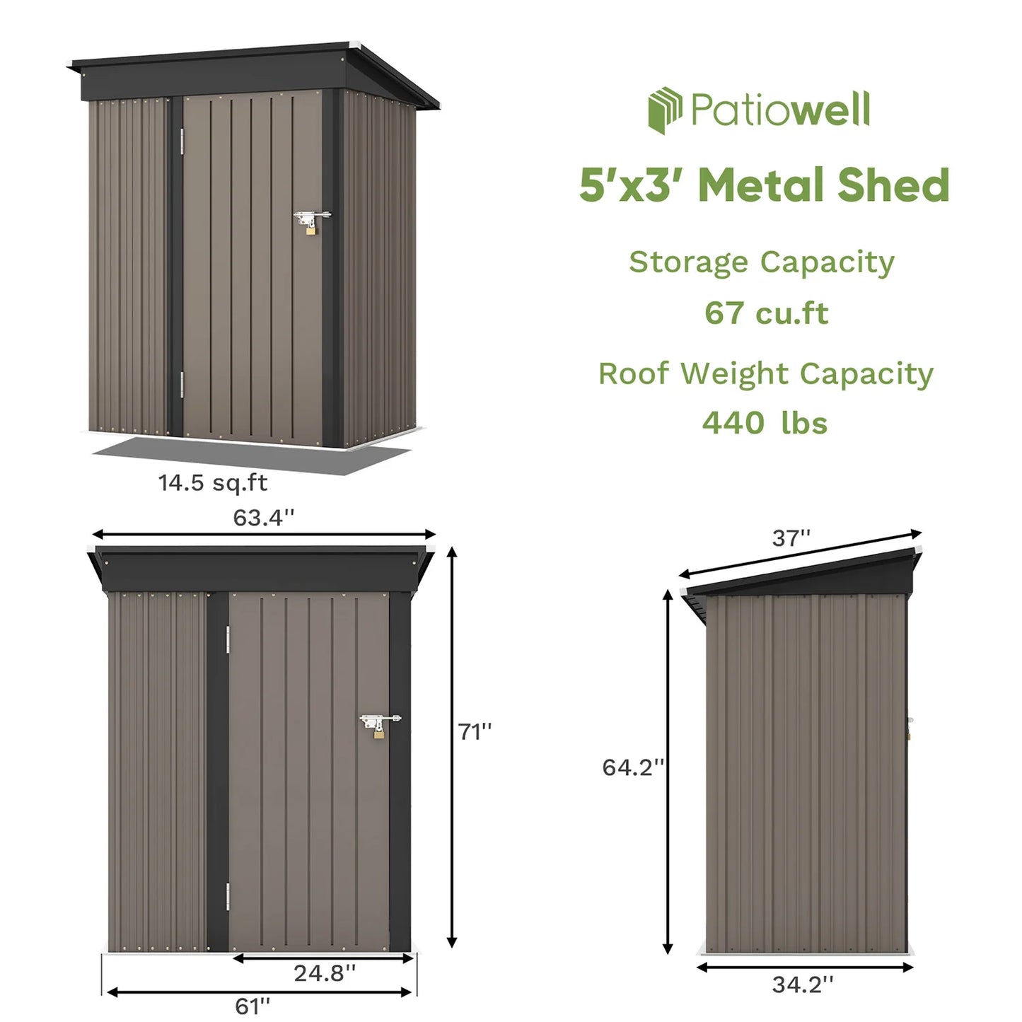 Victone Outdoor Storage Shed Sloped Roof Lockable Tool Shed