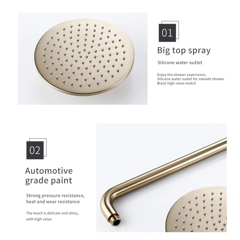 Bagnolux Brushed Shower System With Wall Mounted Diverter