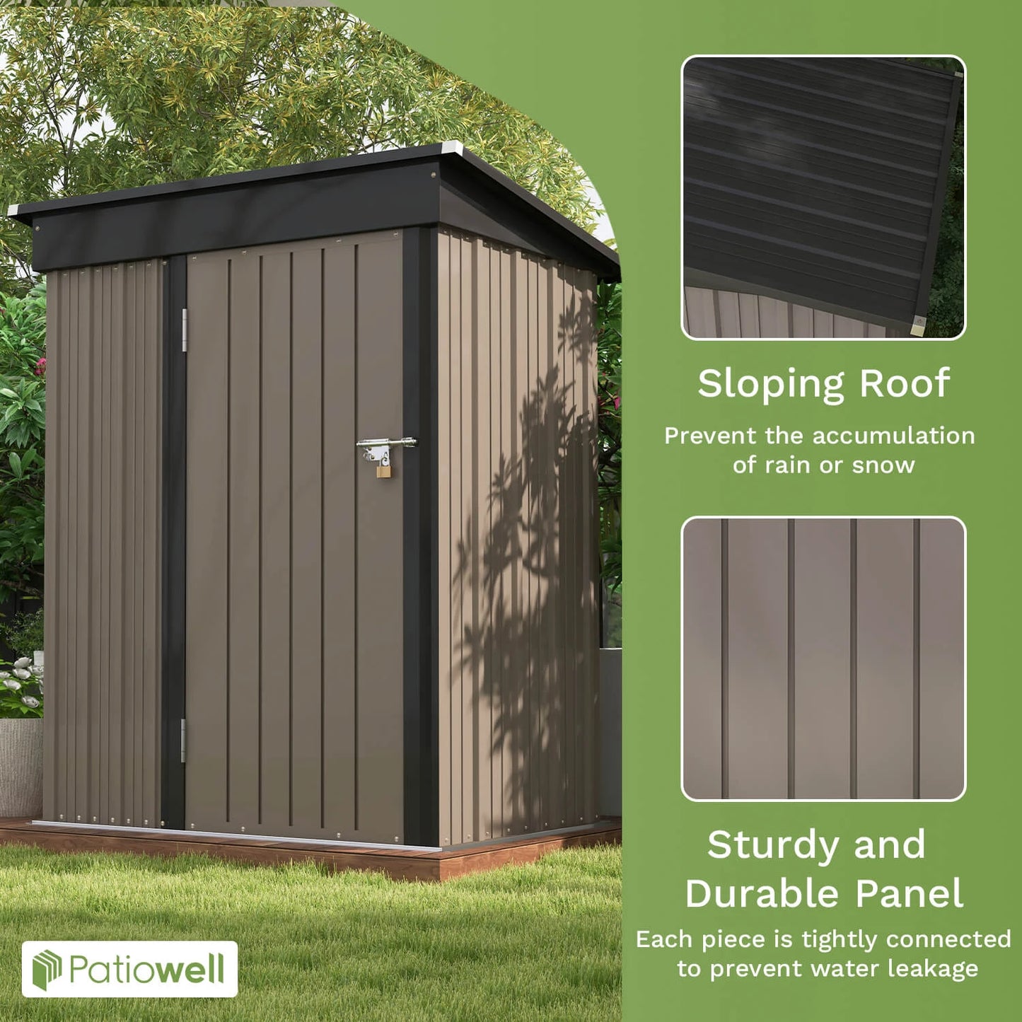 Victone Outdoor Storage Shed Sloped Roof Lockable Tool Shed