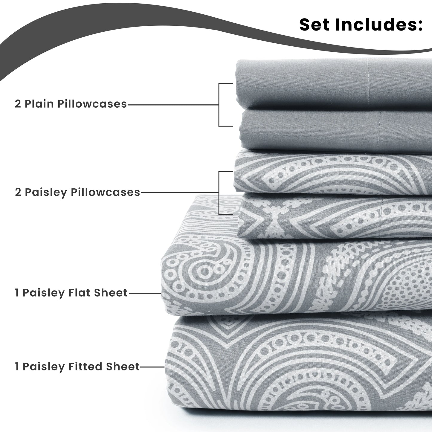 LDC Lux Decor Collection Paisley Microfiber Sheet Set