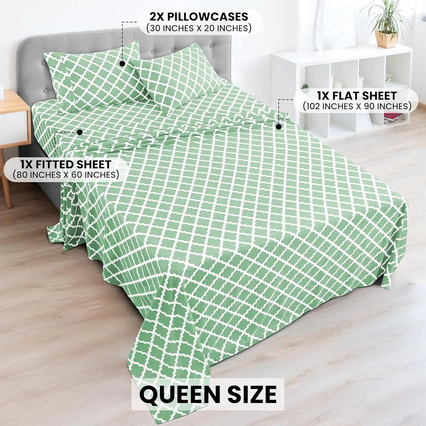 Quatrefoil Microfiber Sheet Set Wrinkle Resistant Luxurious Printed