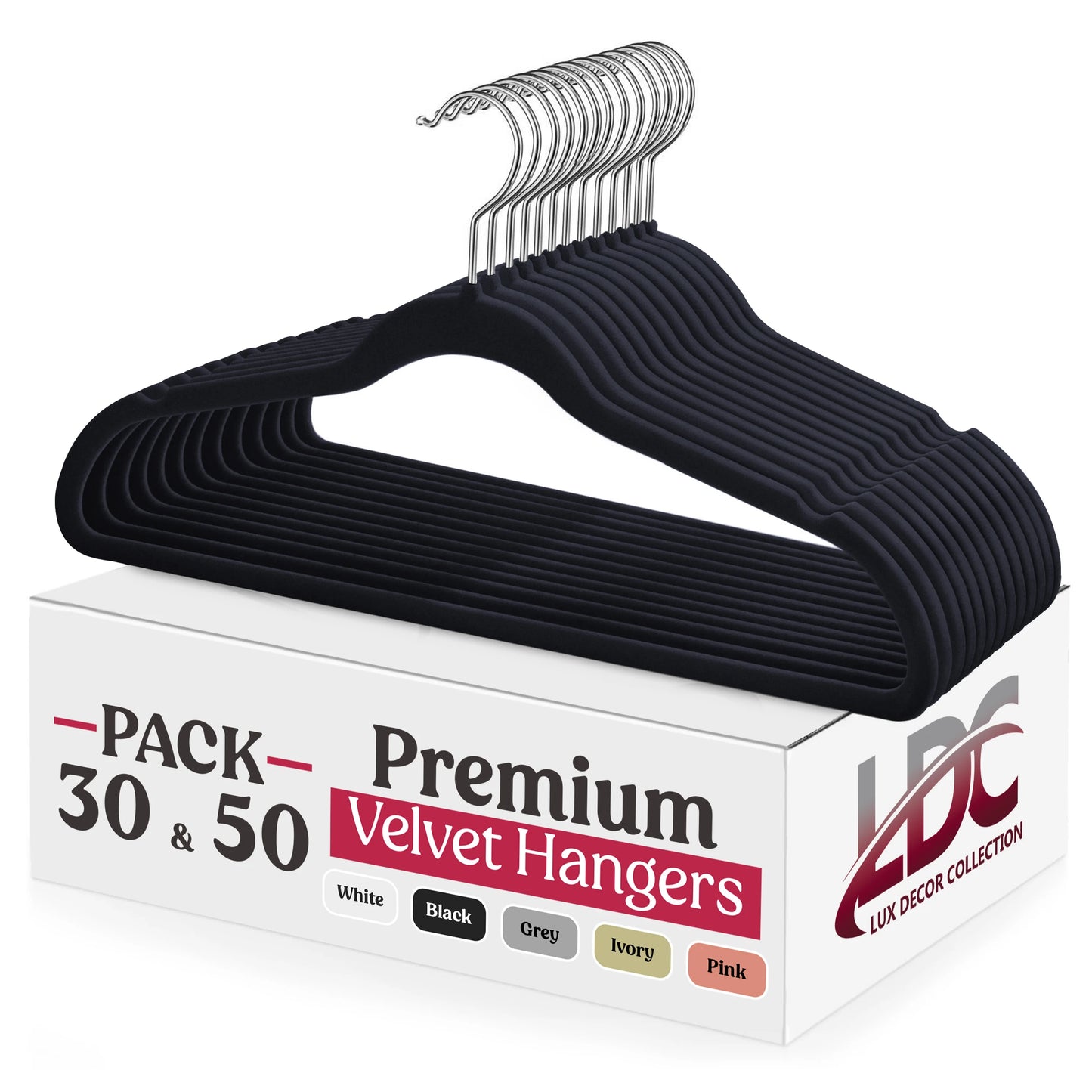 LDC Lux Decor Velvet Hangers Non Slip Heavy Duty Hook