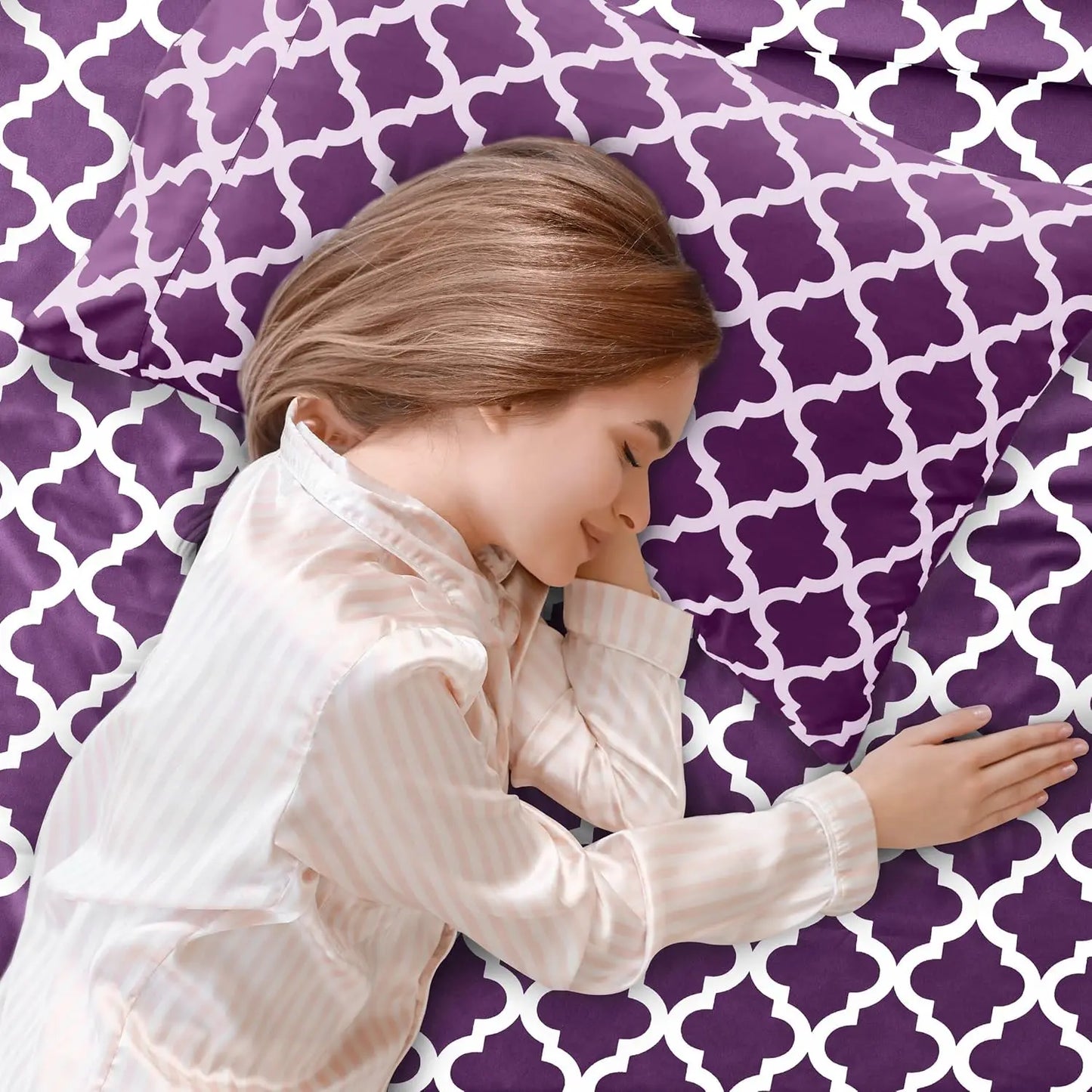 Quatrefoil Microfiber Sheet Set Wrinkle Resistant Luxurious Printed