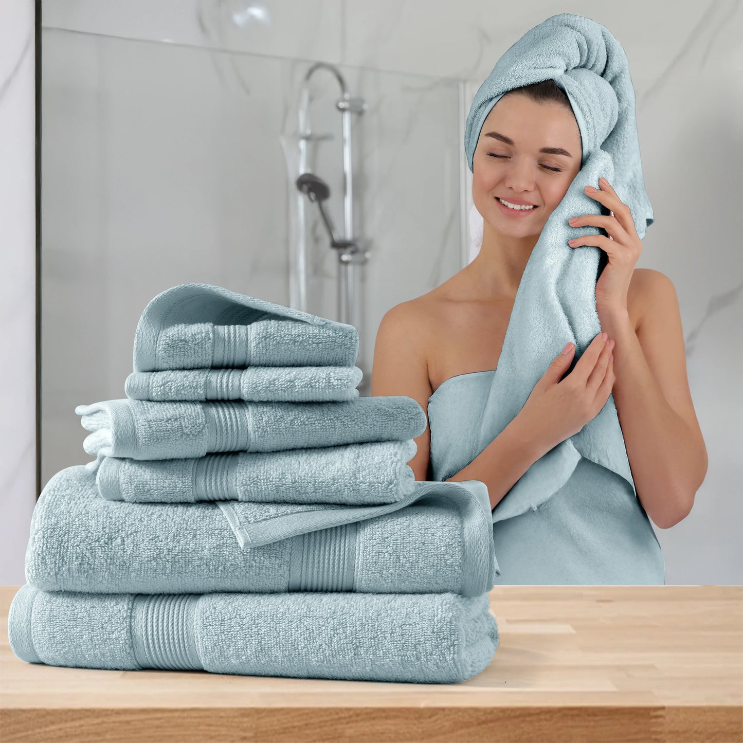 LDC Lux Decor Collection 6-Piece Bath Towel Set Cotton