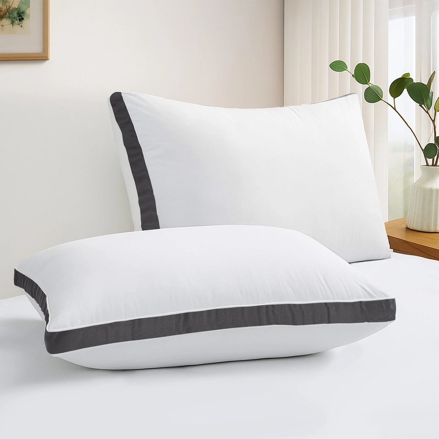 Bed Pillows Set Of 2 Gusseted Down Alternative For Sleepers